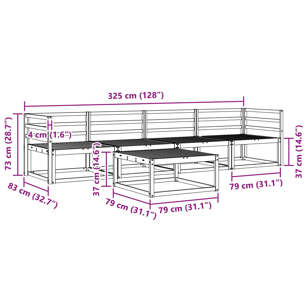 Outdoor-Sofagarnitur 5 pcs Weiß 79 x 79 x 37 cm