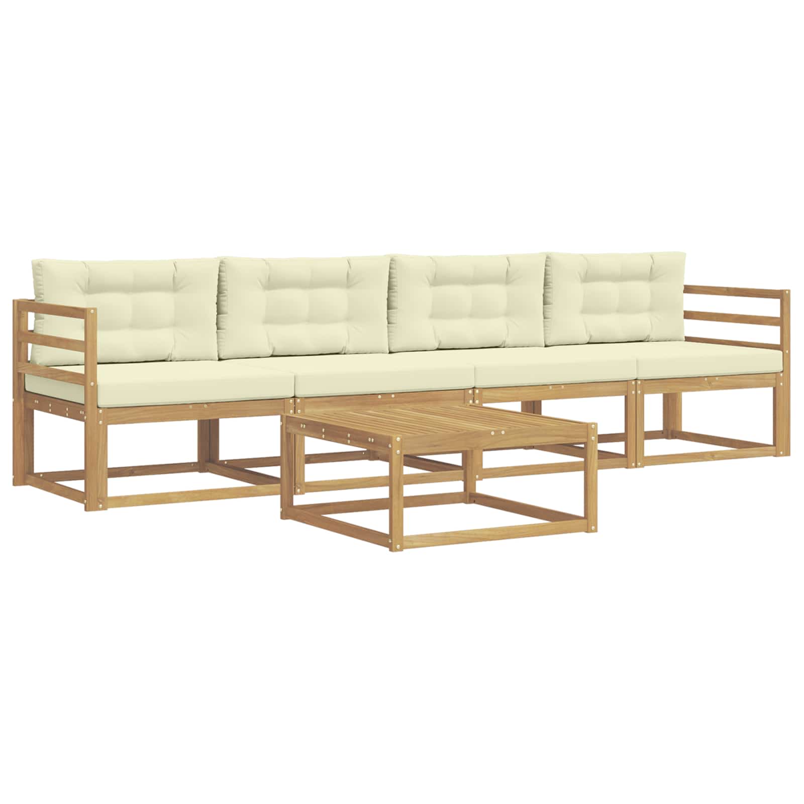 Outdoor-Sofagarnitur mit Kissen 4 pcs Weiß und Creme