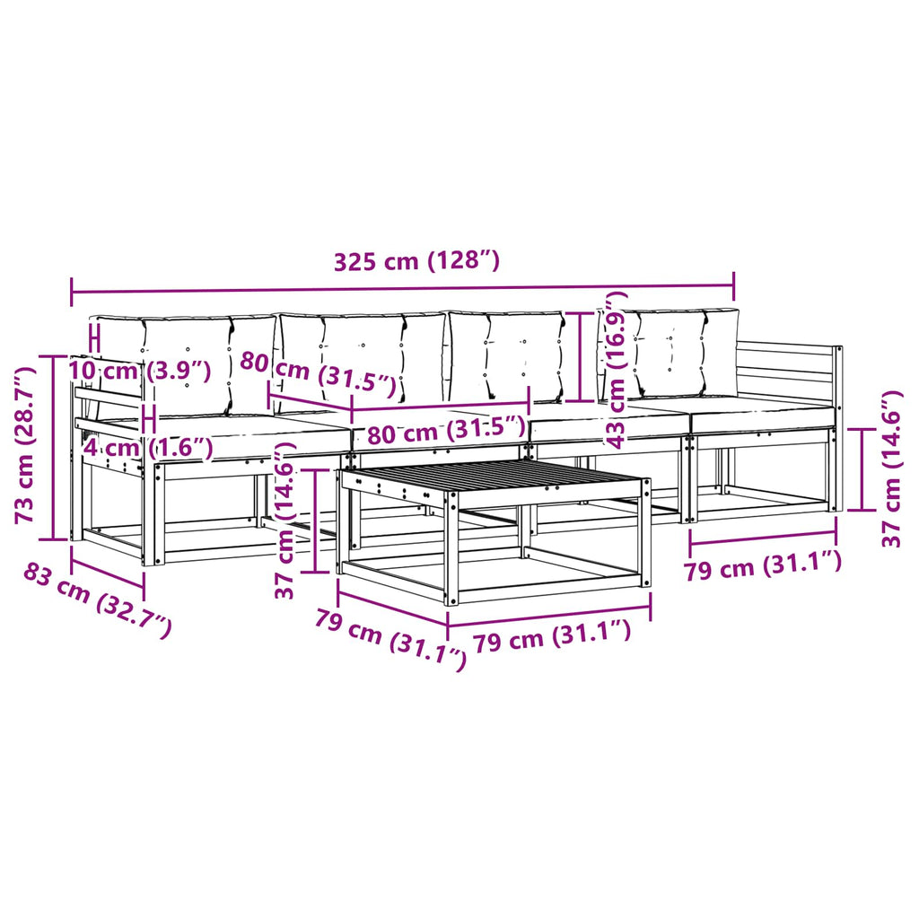 Outdoor-Sofagarnitur mit Kissen 4 pcs Weiß und Creme