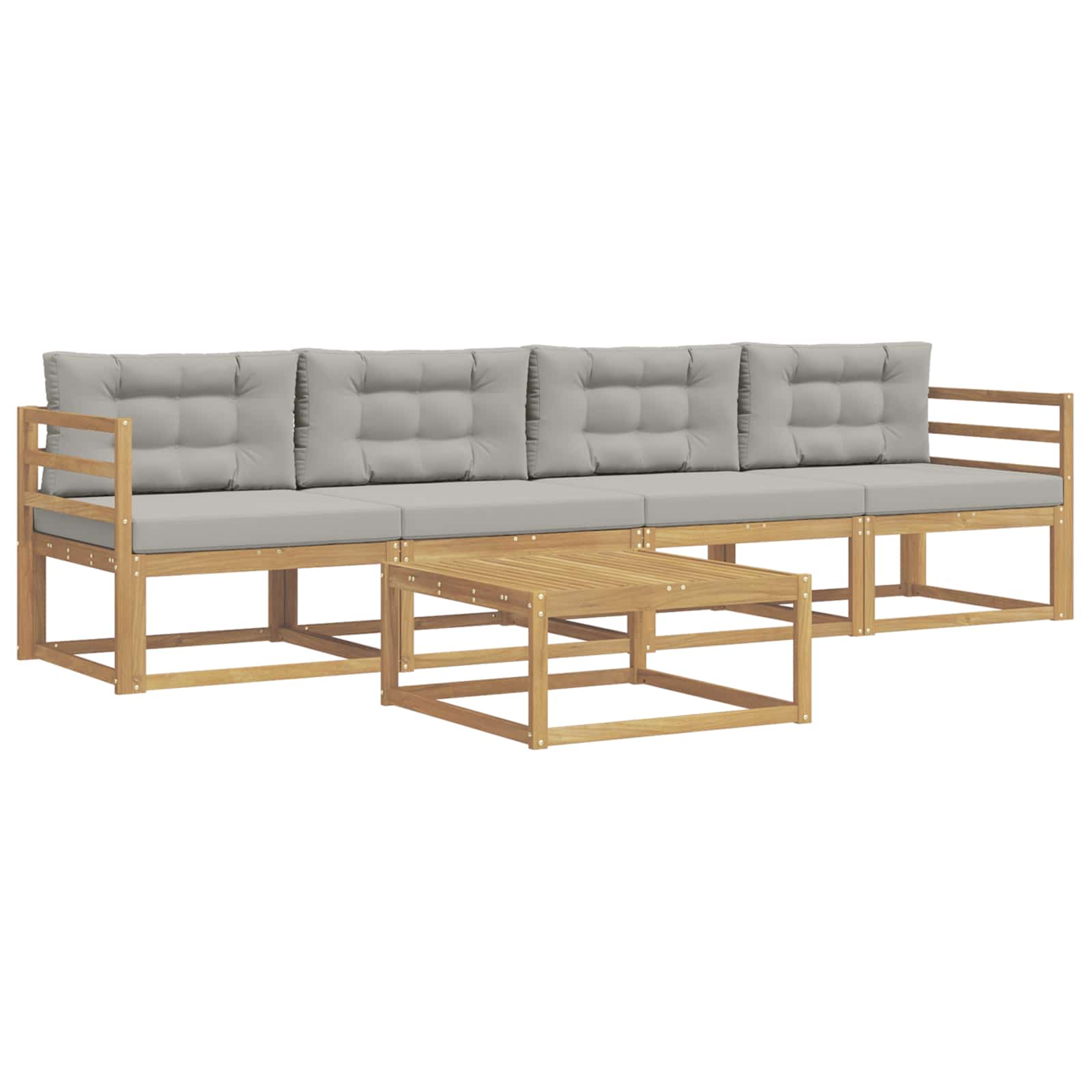 Outdoor-Sofagarnitur mit Kissen 4 pcs Weiß und Hellgrau