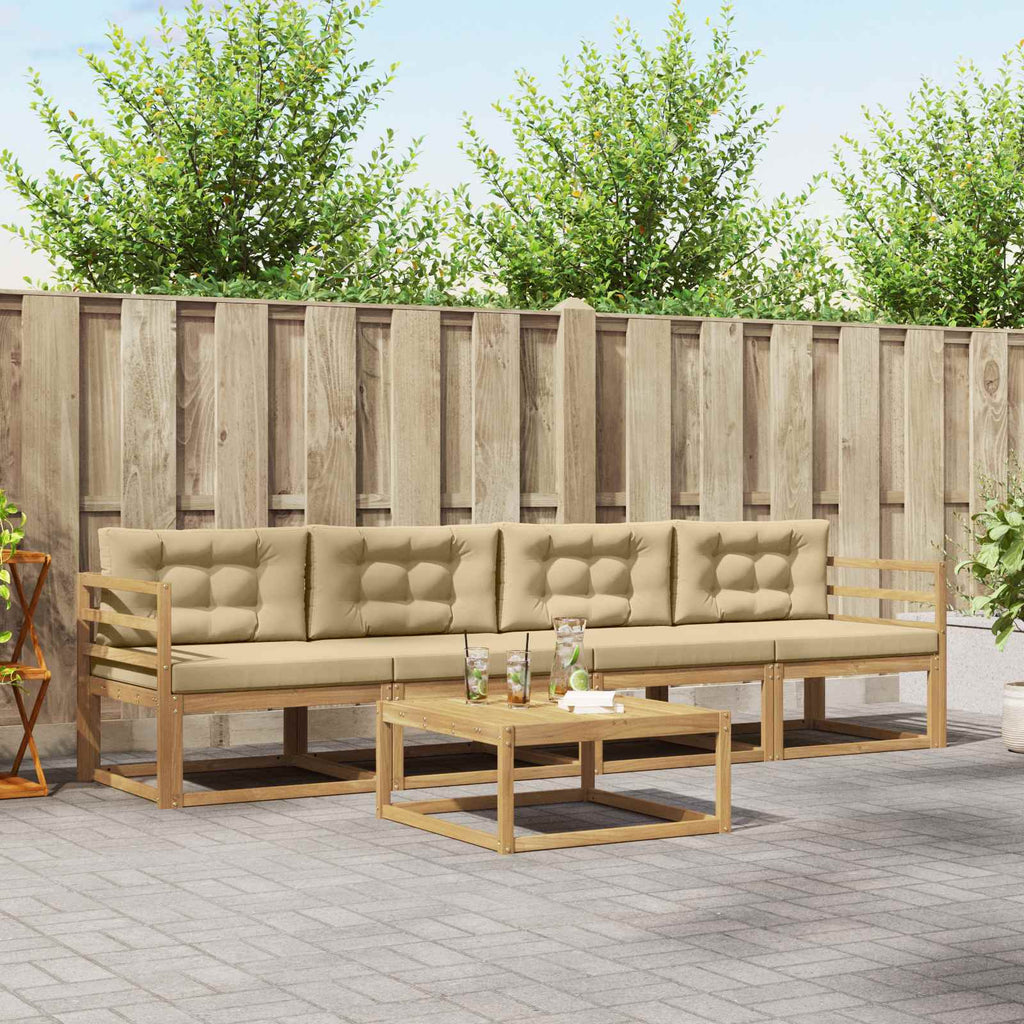 Outdoor-Sofagarnitur mit Kissen 4 pcs Weiß und Beige