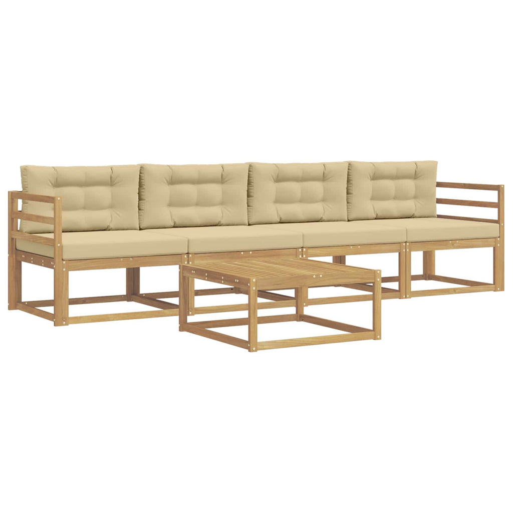 Outdoor-Sofagarnitur mit Kissen 4 pcs Weiß und Beige