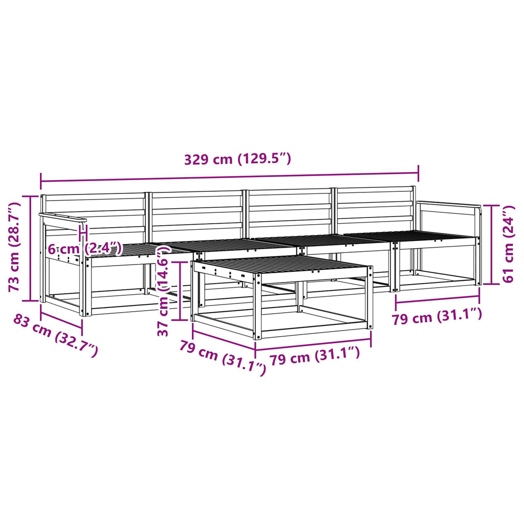 Outdoor-Sofagarnitur 5 pcs Weiß 79 x 79 x 37 cm