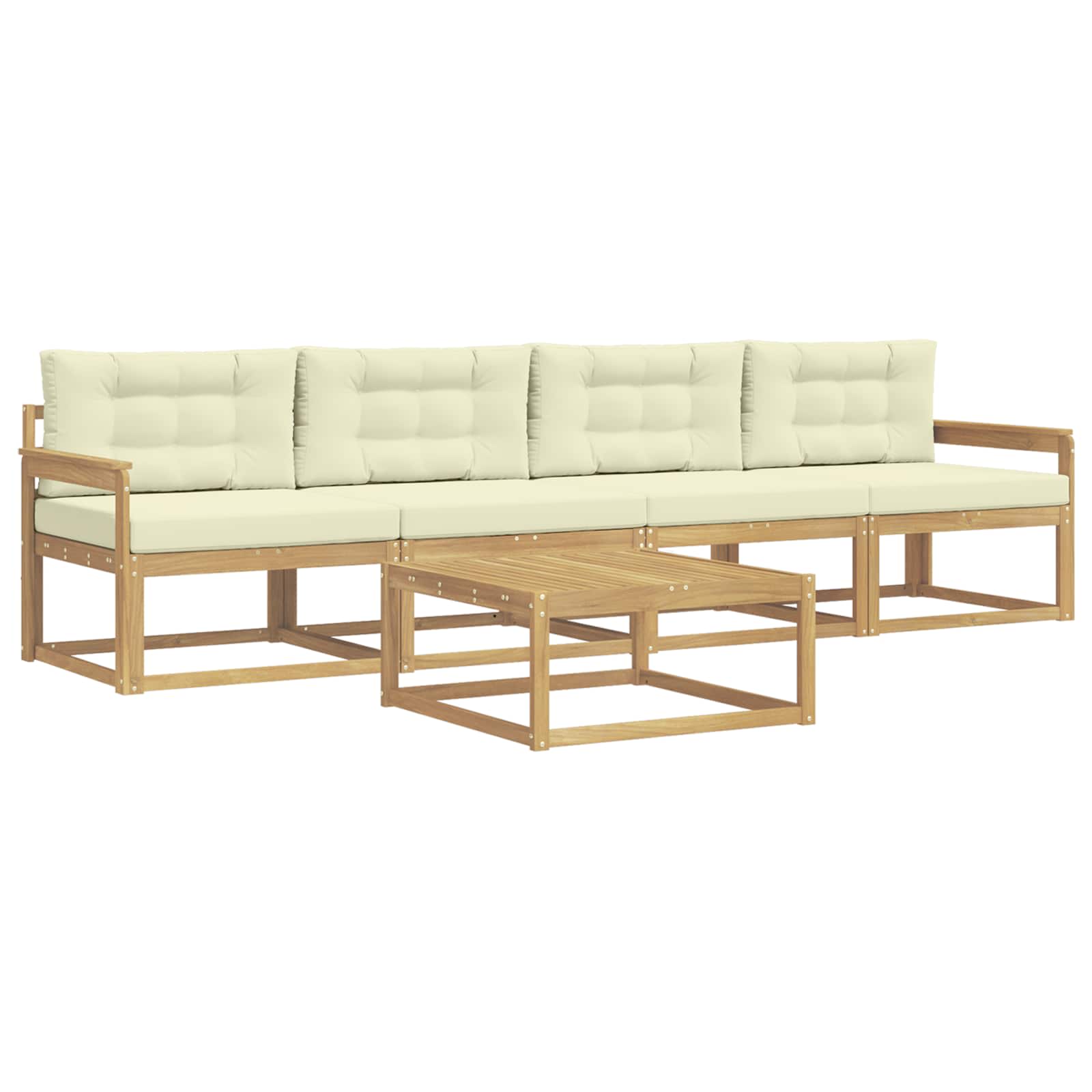 Outdoor-Sofagarnitur mit Kissen 4 pcs Weiß und Creme