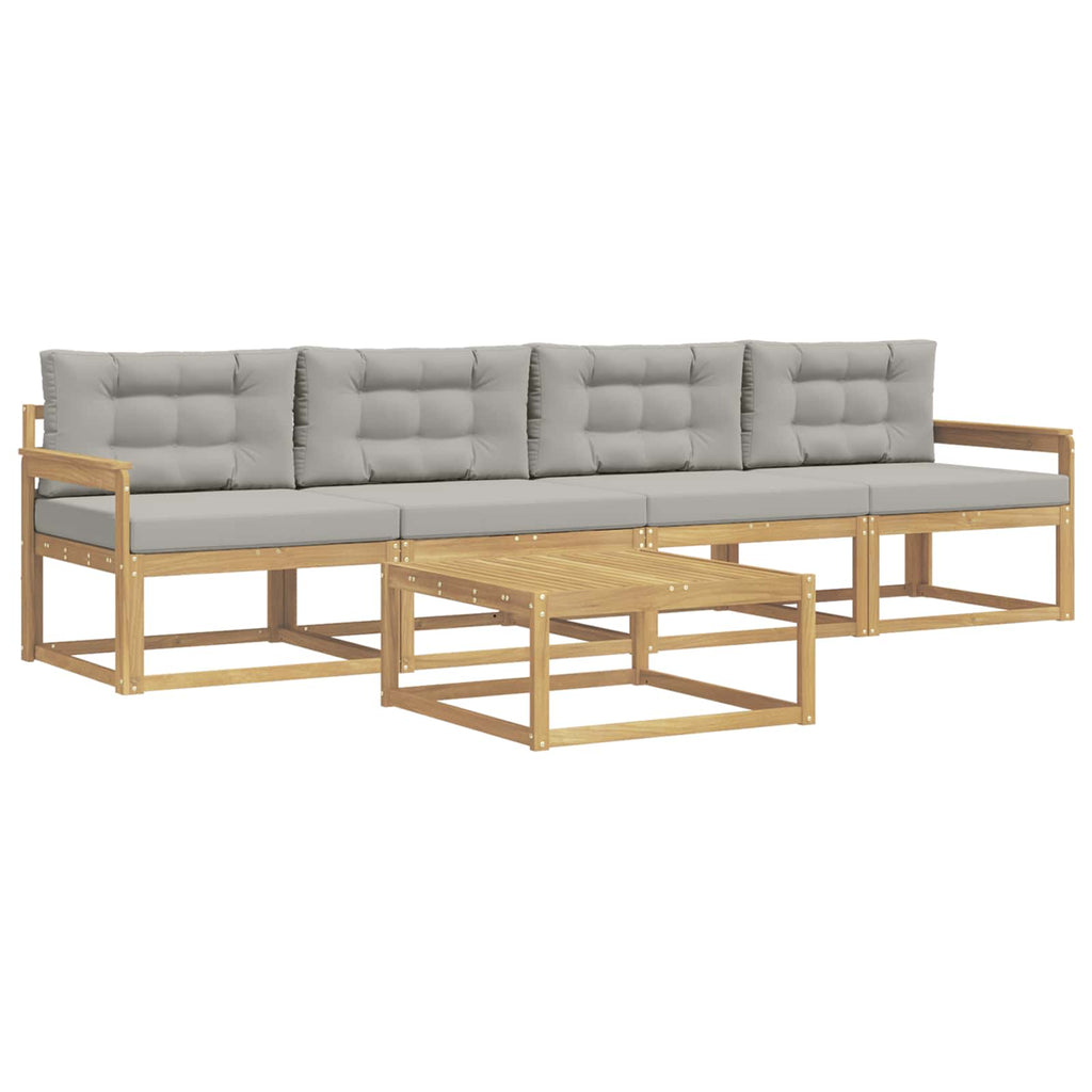 Outdoor-Sofagarnitur mit Kissen 4 pcs Weiß und Hellgrau