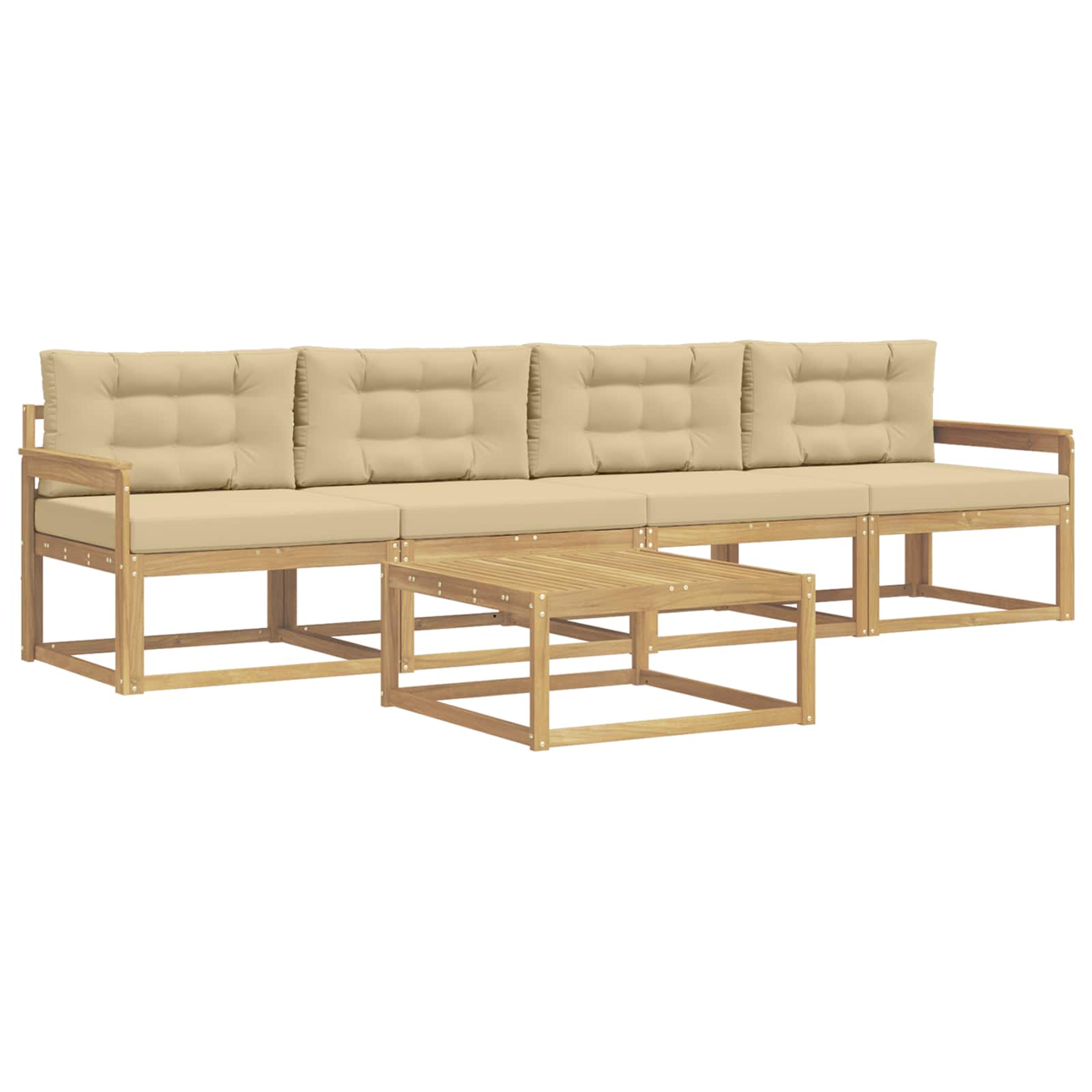 Outdoor-Sofagarnitur mit Kissen 4 pcs Weiß und Beige