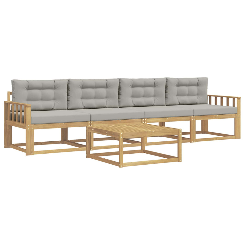 Outdoor-Sofagarnitur mit Kissen 4 pcs Weiß und Hellgrau