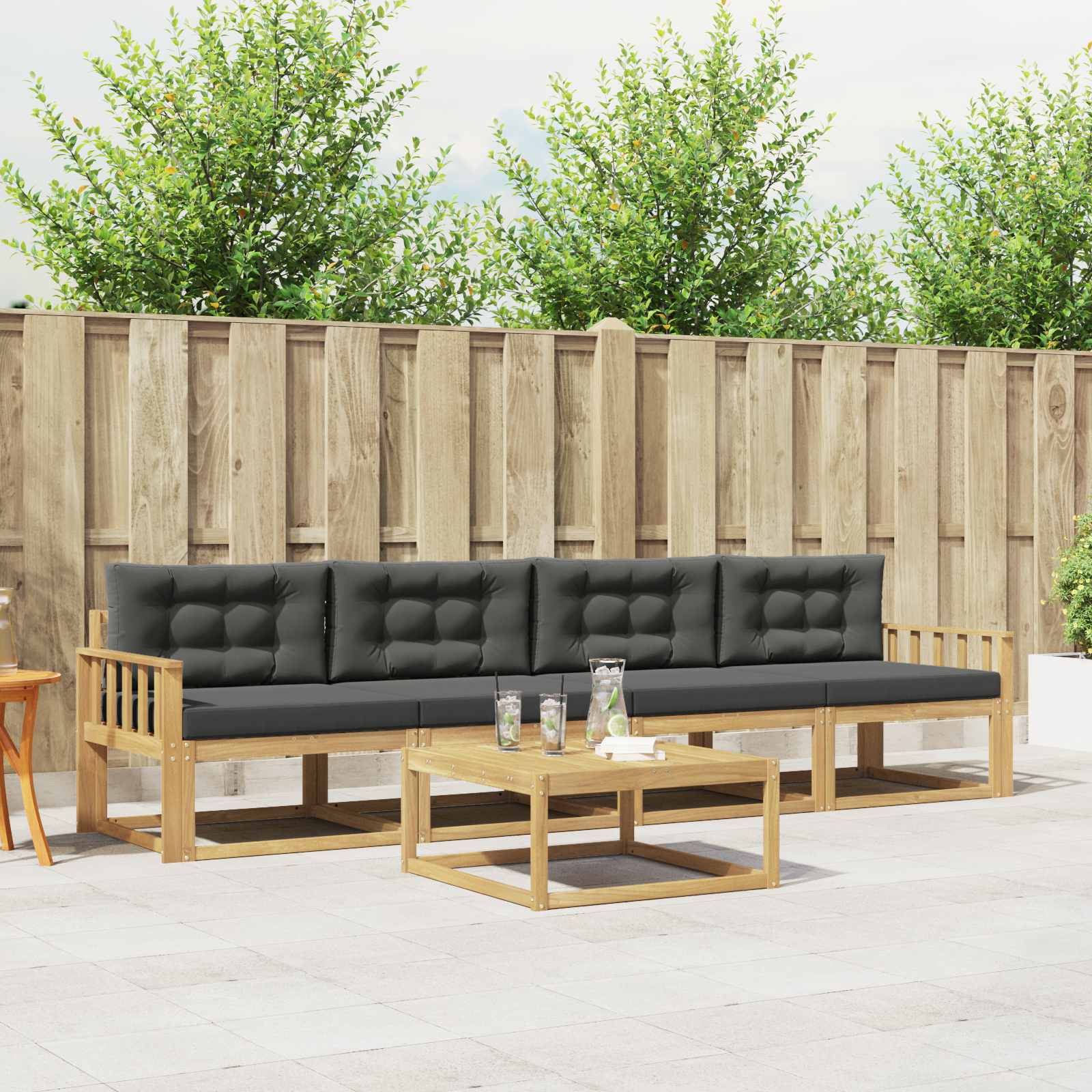 Outdoor-Sofagarnitur mit Kissen 4 pcs Weiß und Anthrazit