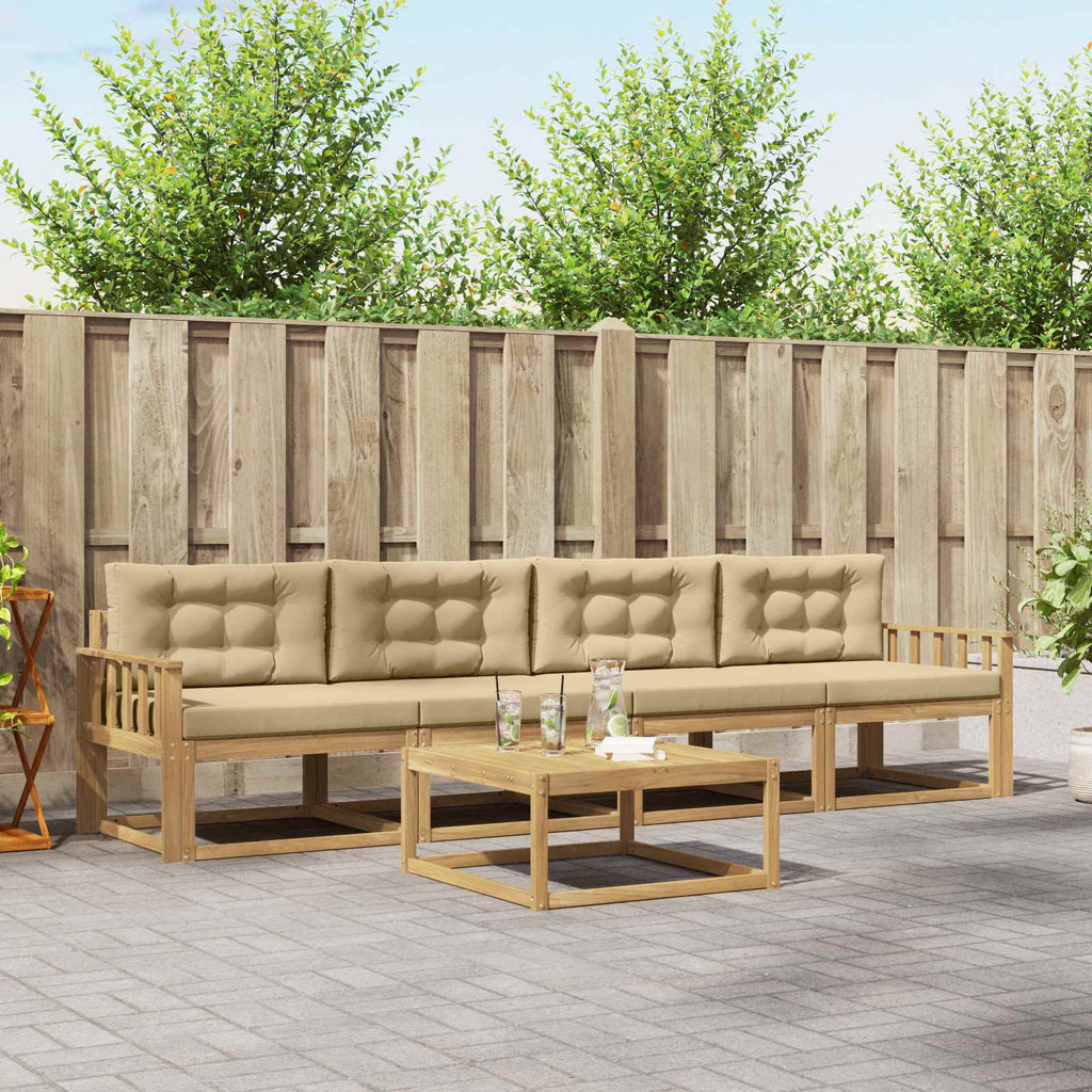 Outdoor-Sofagarnitur mit Kissen 4 pcs Weiß und Beige