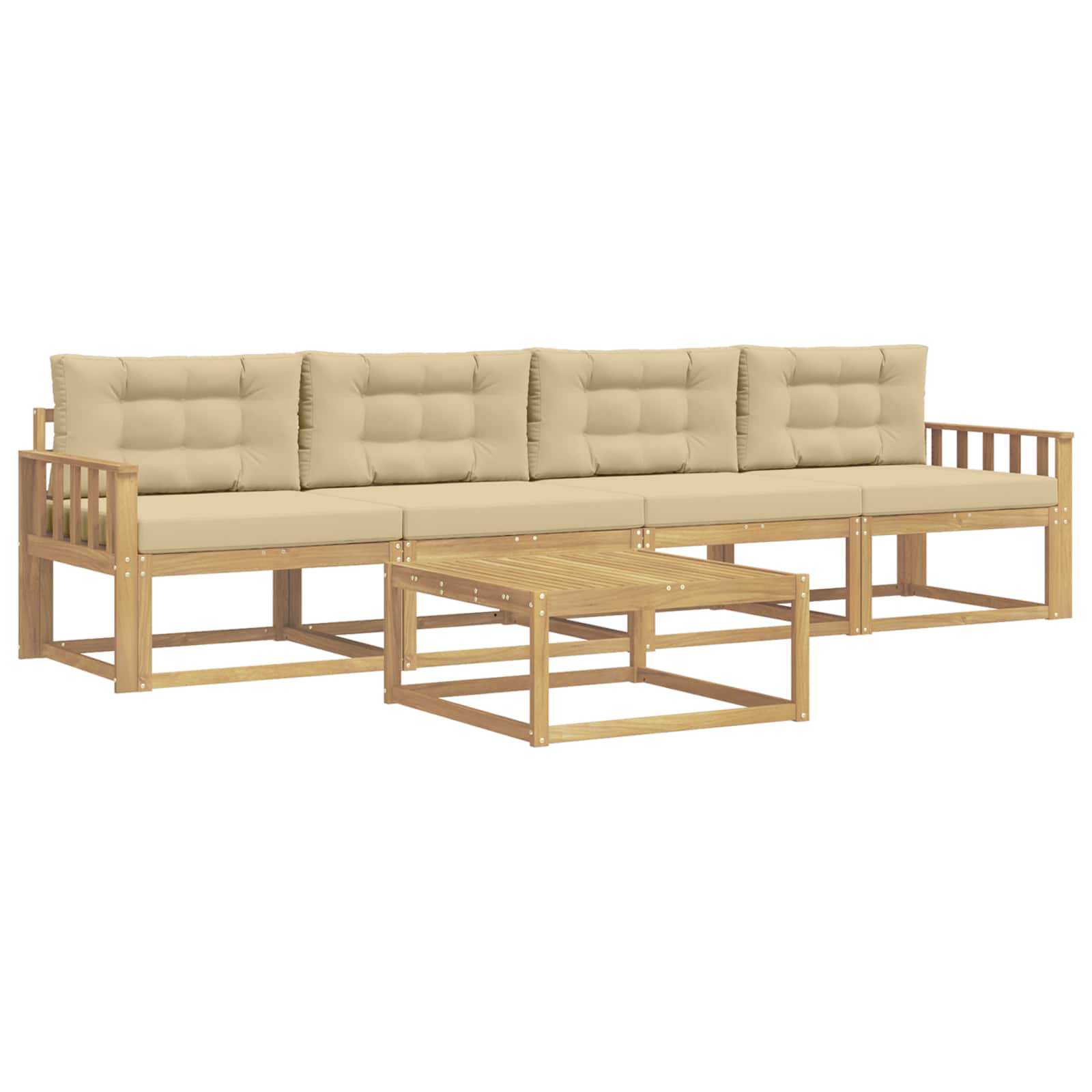 Outdoor-Sofagarnitur mit Kissen 4 pcs Weiß und Beige