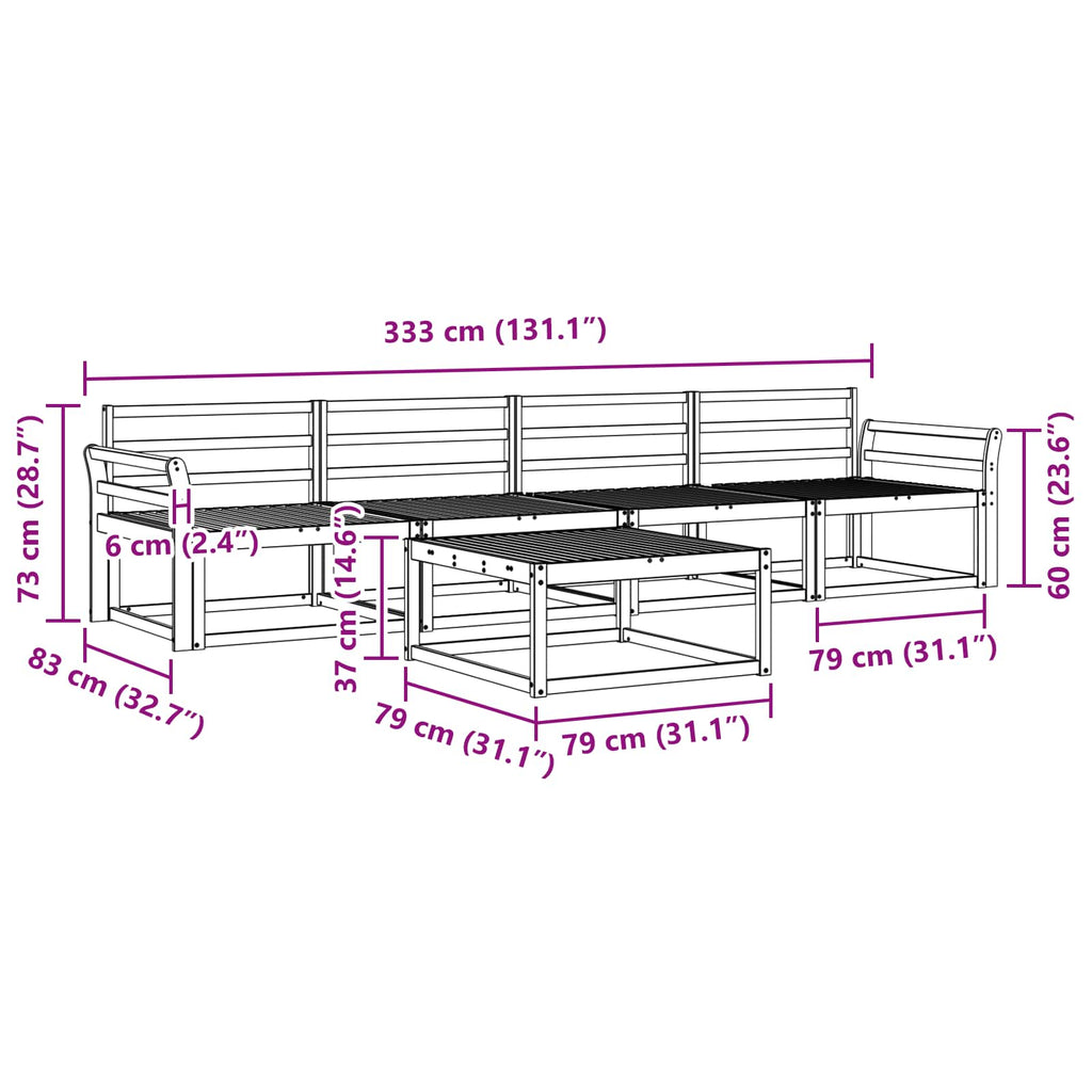 Outdoor-Sofagarnitur 5 pcs Weiß 79 x 79 x 37 cm