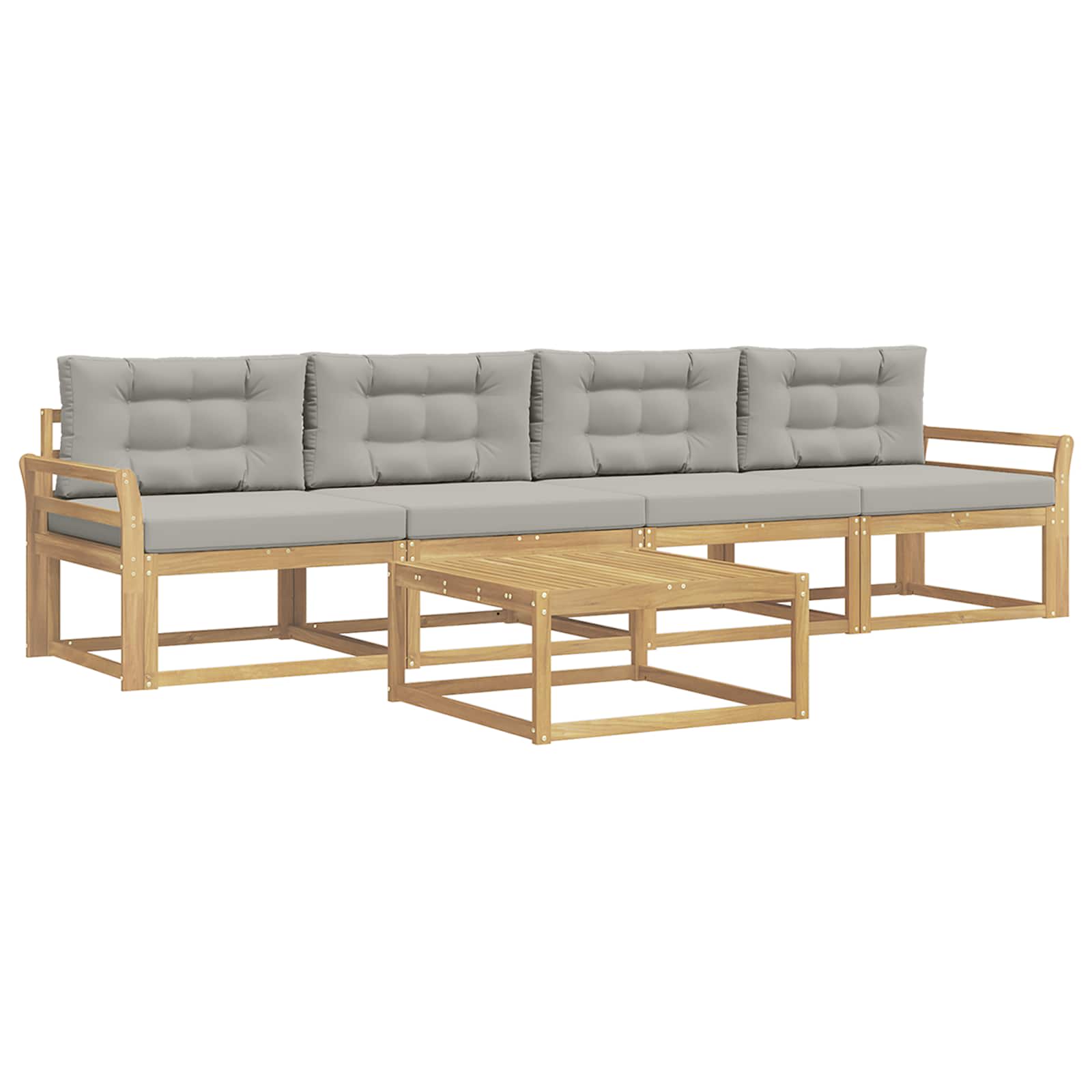 Outdoor-Sofagarnitur mit Kissen 4 pcs Weiß und Hellgrau