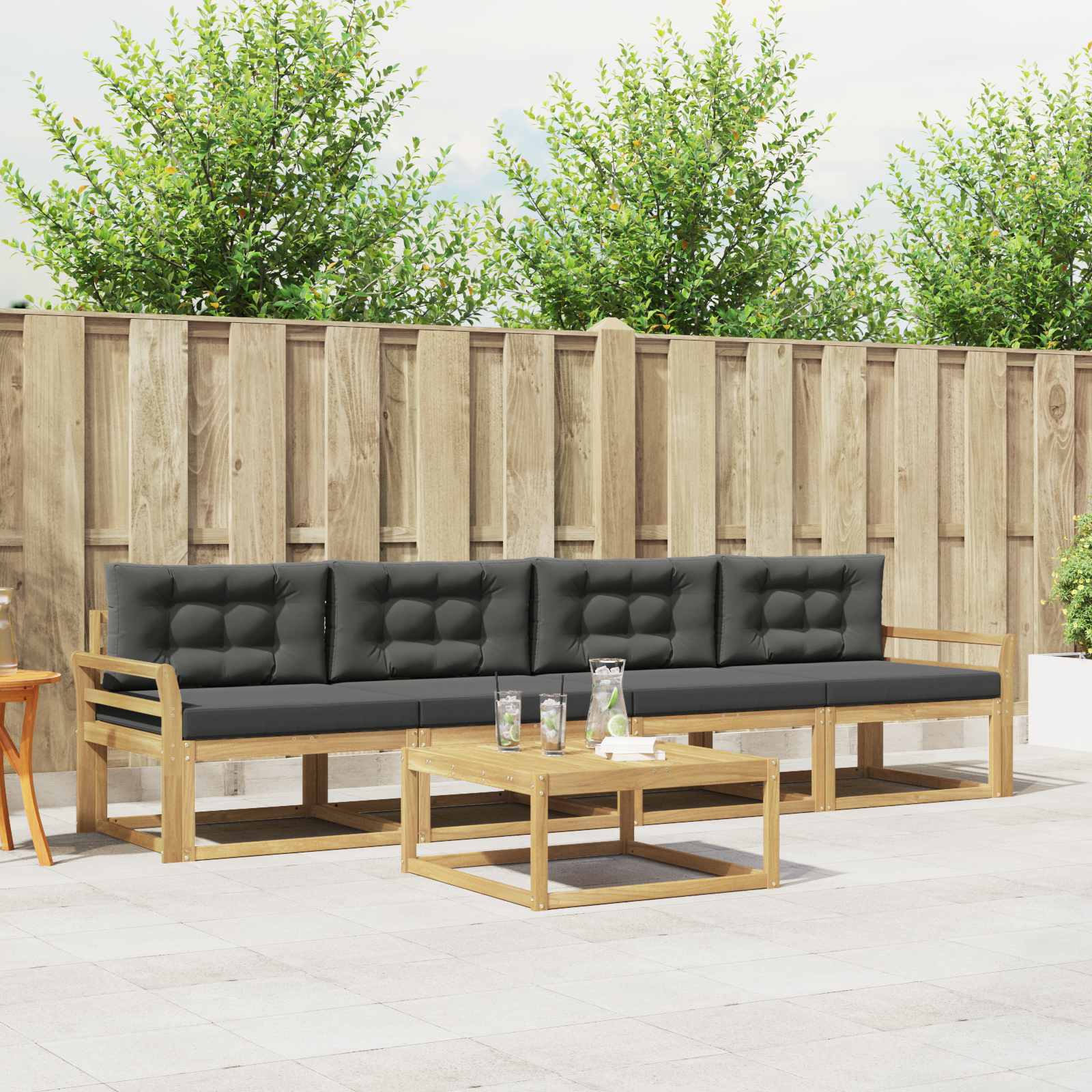Outdoor-Sofagarnitur mit Kissen 4 pcs Weiß und Anthrazit