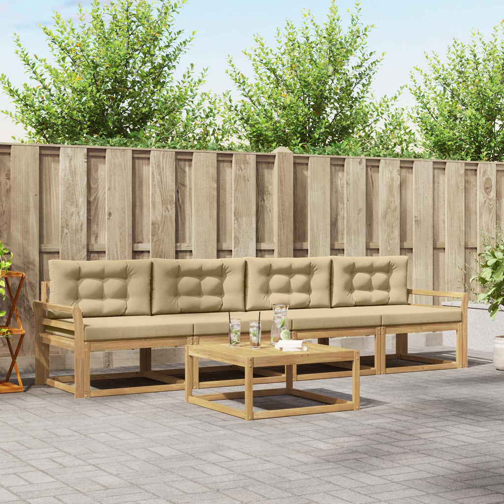 Outdoor-Sofagarnitur mit Kissen 4 pcs Weiß und Beige