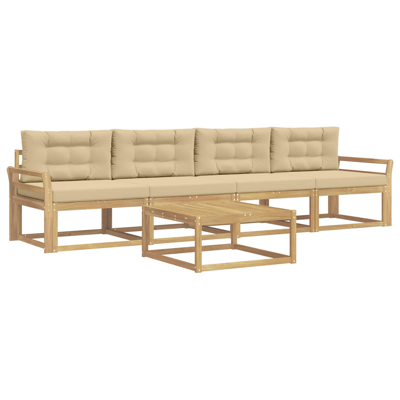 Outdoor-Sofagarnitur mit Kissen 4 pcs Weiß und Beige