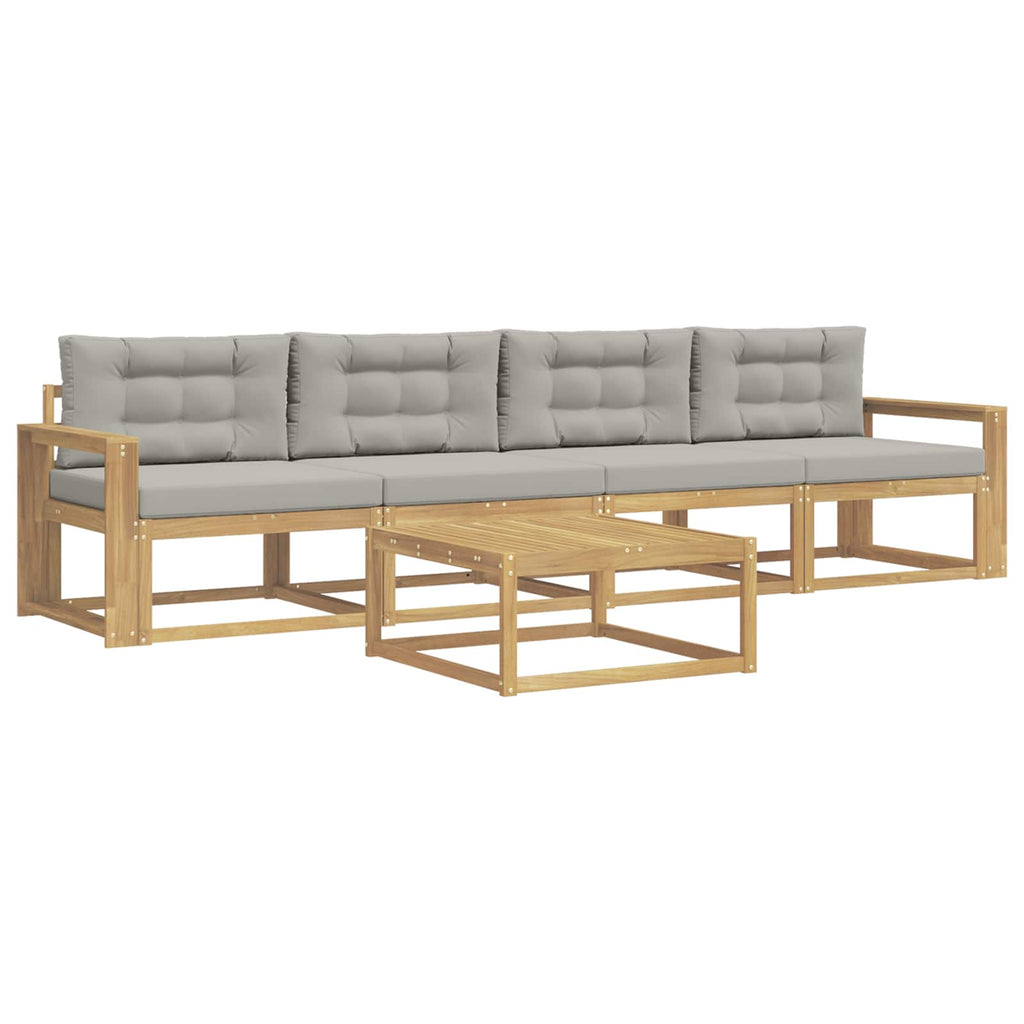 Outdoor-Sofagarnitur mit Kissen 4 pcs Weiß und Hellgrau