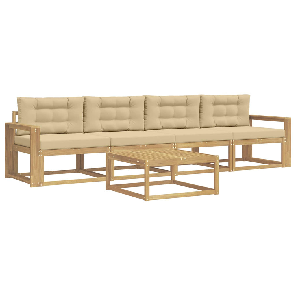 Outdoor-Sofagarnitur mit Kissen 4 pcs Weiß und Beige