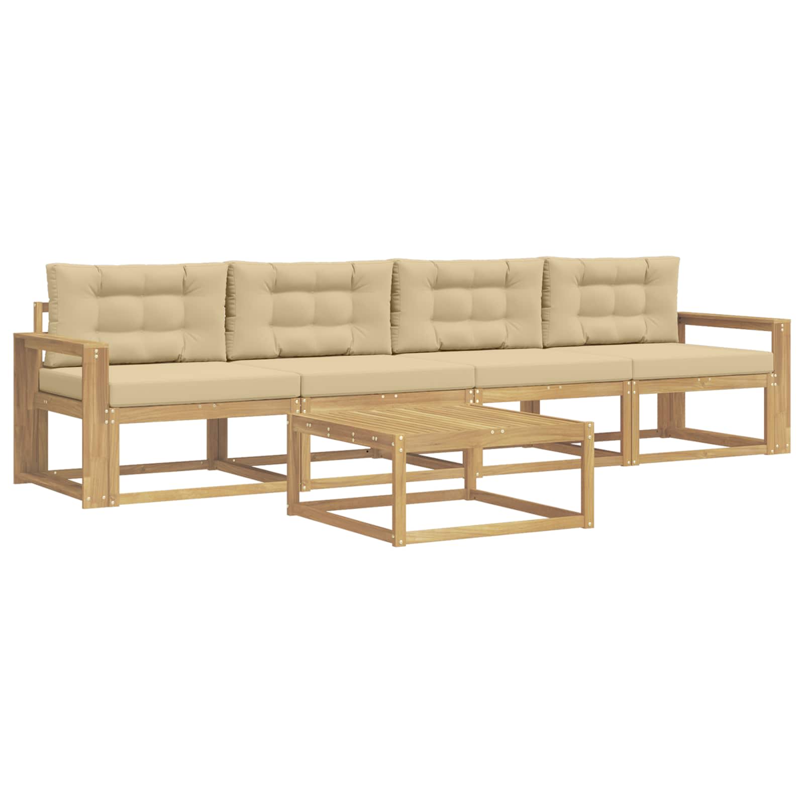 Outdoor-Sofagarnitur mit Kissen 4 pcs Weiß und Beige