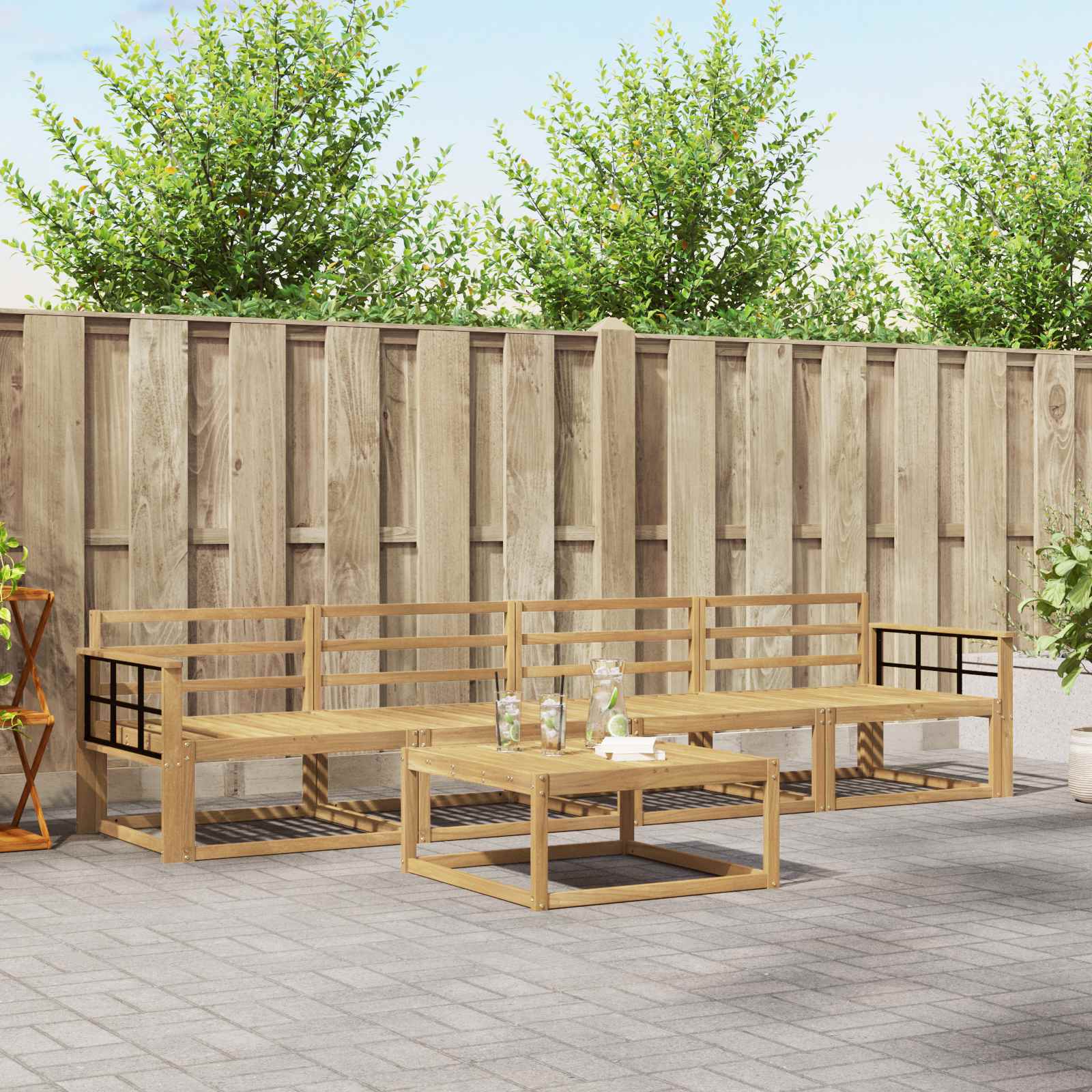 Outdoor-Sofagarnitur 5 pcs Weiß 79 x 79 x 37 cm