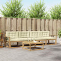Outdoor-Sofagarnitur mit Kissen 4 pcs Weiß und Creme