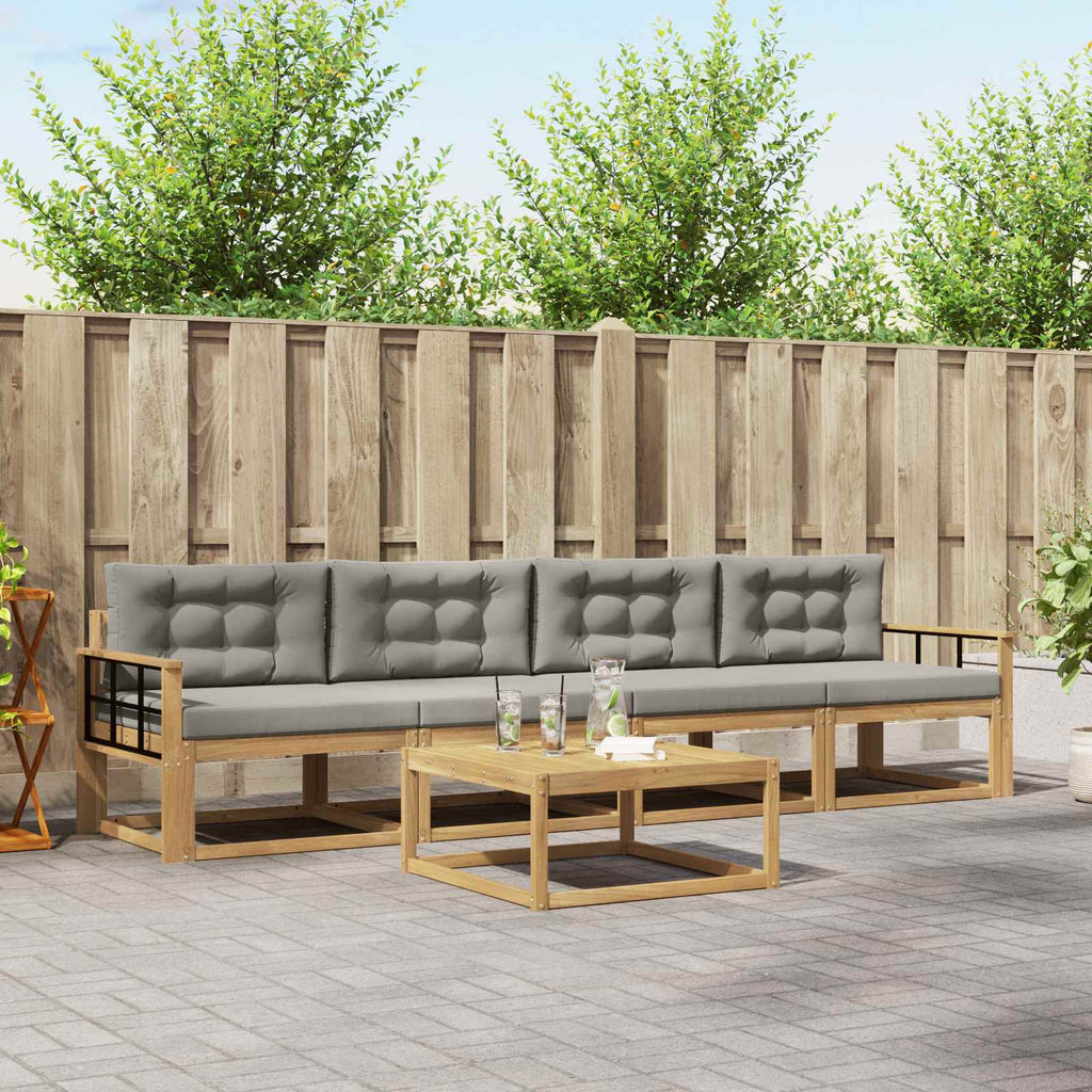 Outdoor-Sofagarnitur mit Kissen 4 pcs Weiß und Hellgrau
