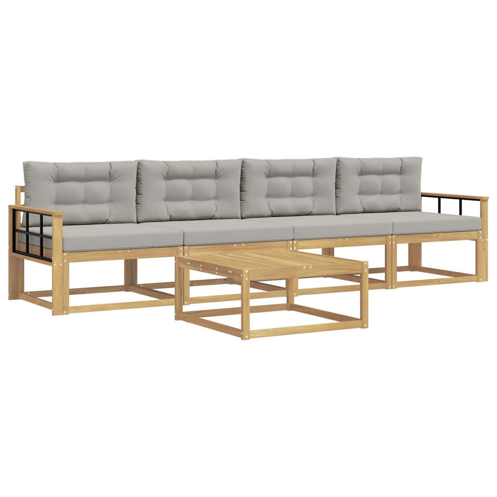Outdoor-Sofagarnitur mit Kissen 4 pcs Weiß und Hellgrau