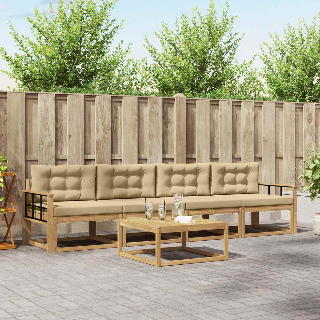 Outdoor-Sofagarnitur mit Kissen 4 pcs Weiß und Beige