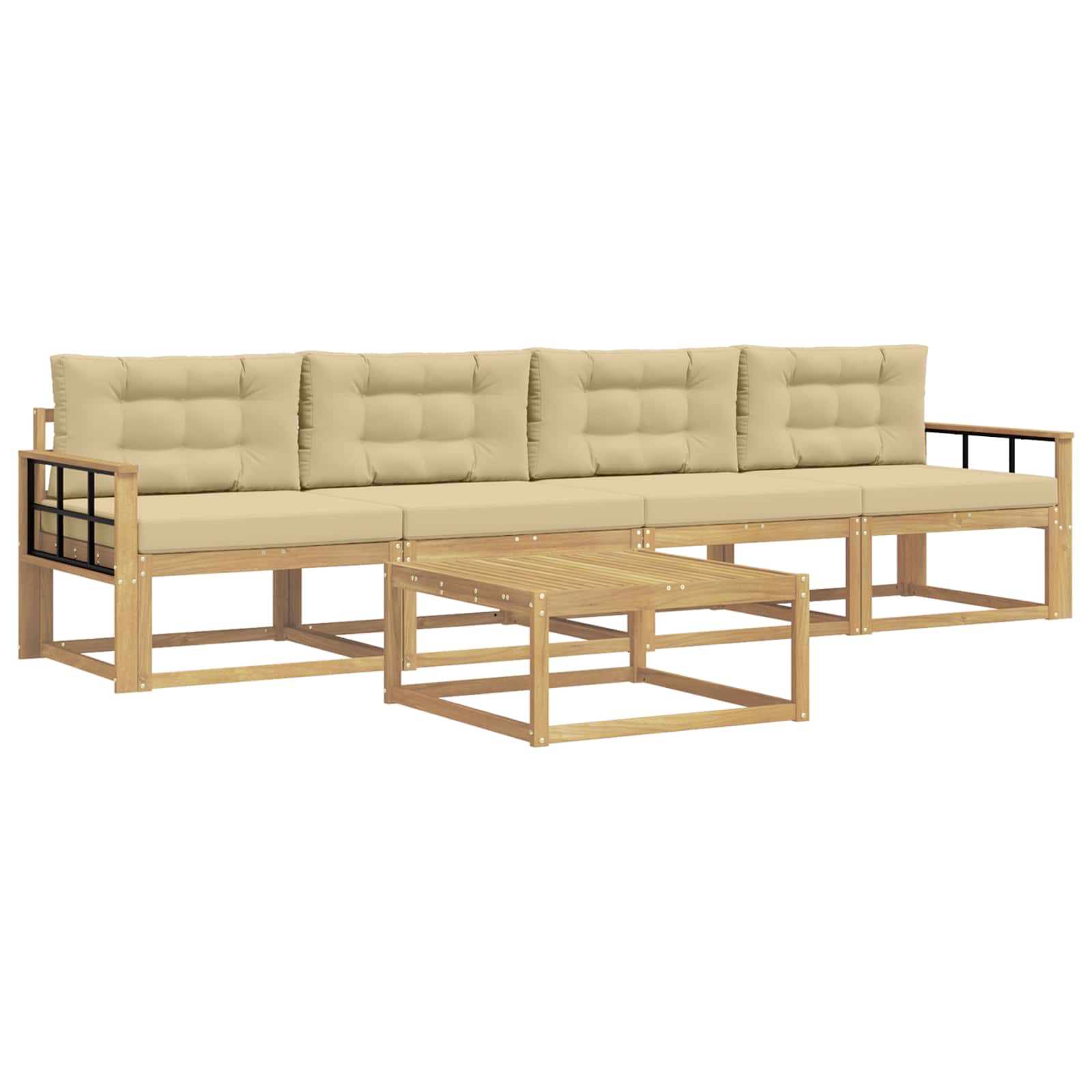 Outdoor-Sofagarnitur mit Kissen 4 pcs Weiß und Beige