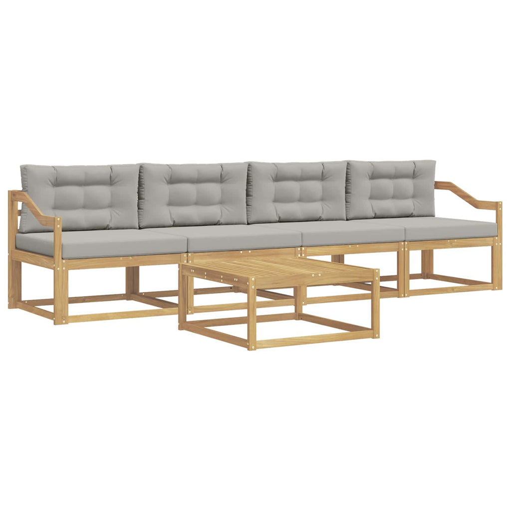 Outdoor-Sofagarnitur mit Kissen 4 pcs Weiß und Hellgrau