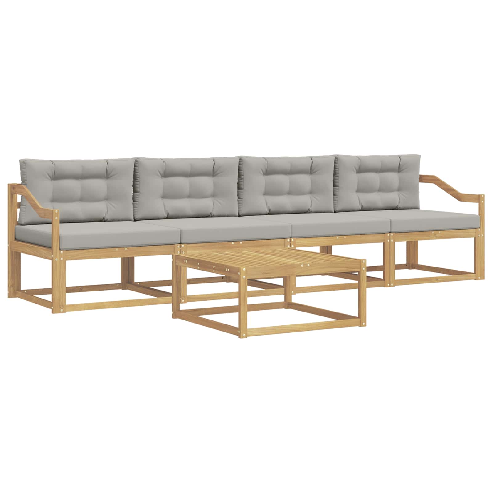 Outdoor-Sofagarnitur mit Kissen 4 pcs Weiß und Hellgrau
