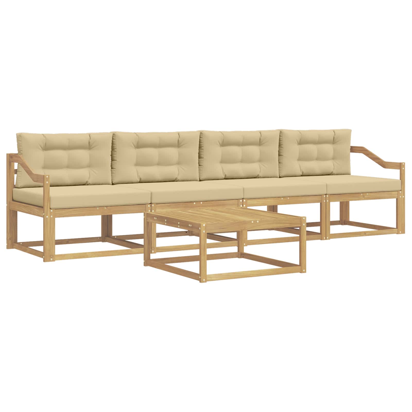 Outdoor-Sofagarnitur mit Kissen 4 pcs Weiß und Beige