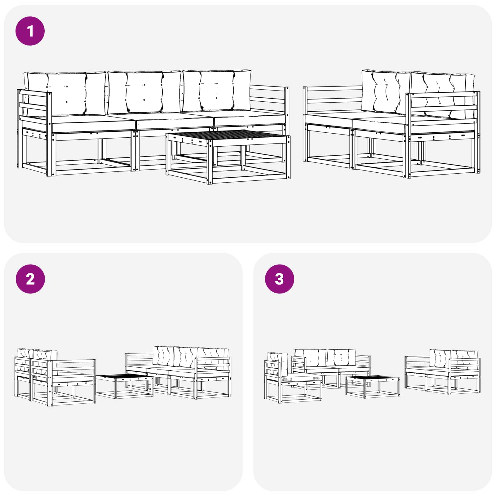 Outdoor-Sofagarnitur mit Kissen 6 pcs Weiß und Creme