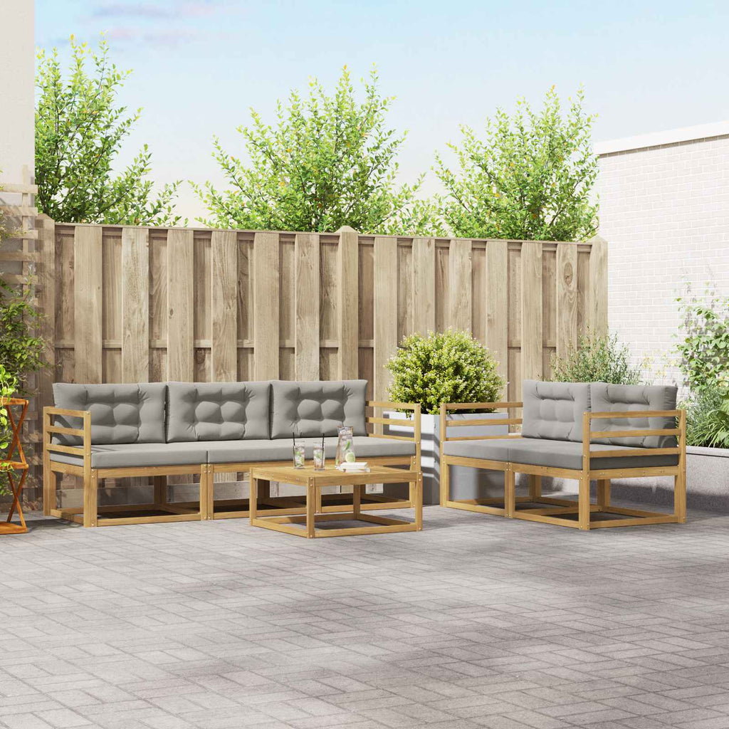Outdoor-Sofagarnitur mit Kissen 6 pcs Weiß und Hellgrau