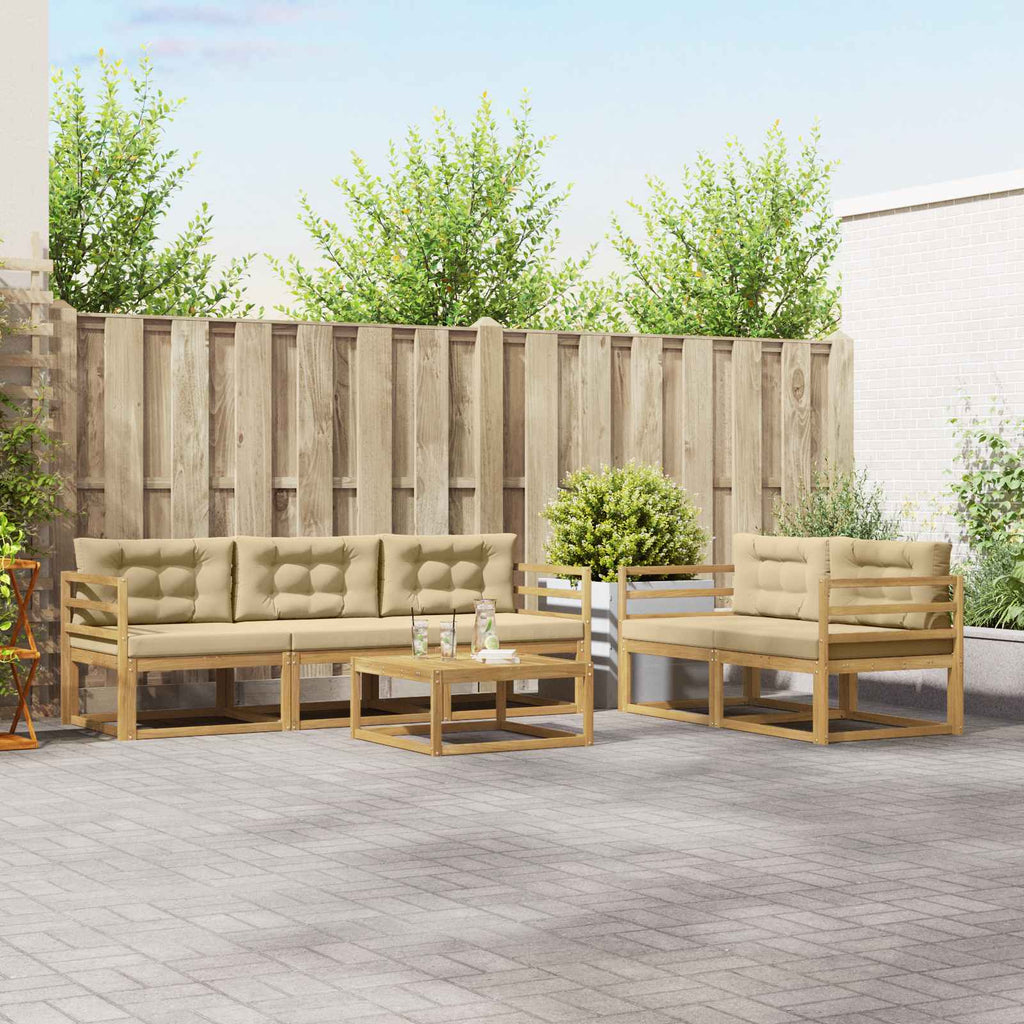 Outdoor-Sofagarnitur mit Kissen 6 pcs Weiß und Beige