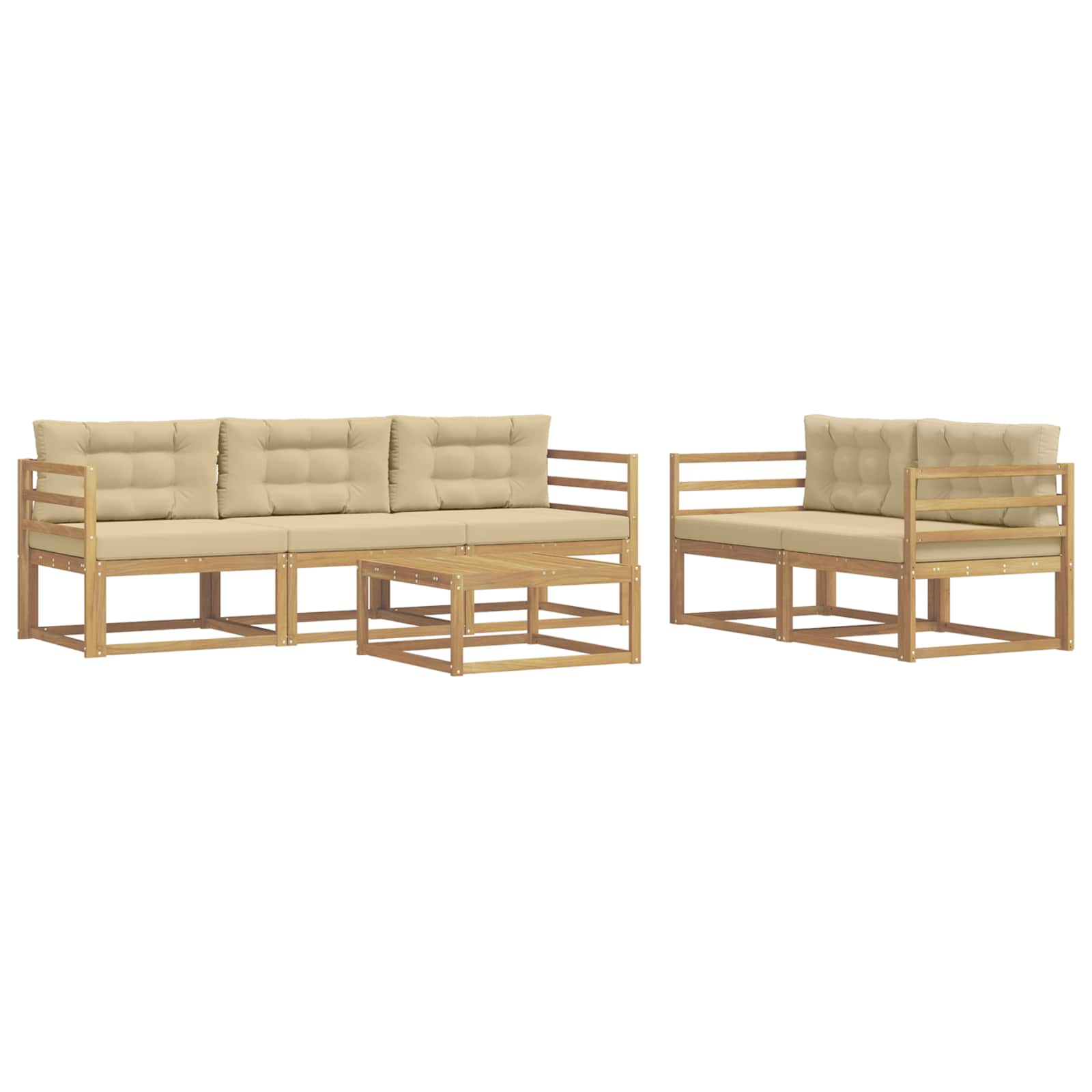Outdoor-Sofagarnitur mit Kissen 6 pcs Weiß und Beige