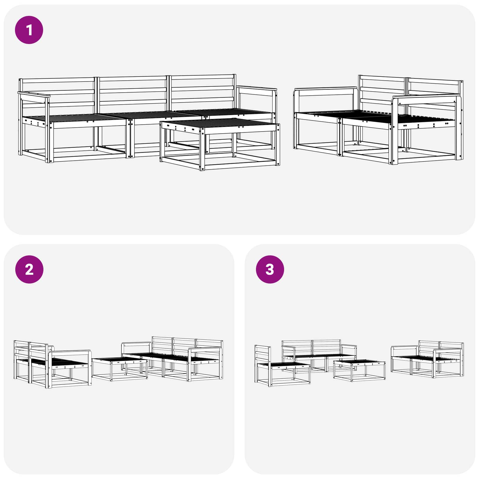 Outdoor-Sofagarnitur 6 pcs Weiß