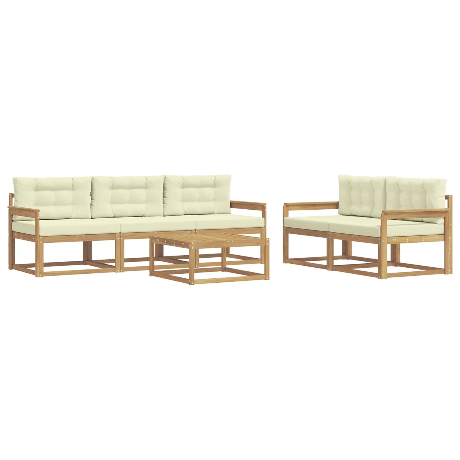 Outdoor-Sofagarnitur mit Kissen 6 pcs Weiß und Creme