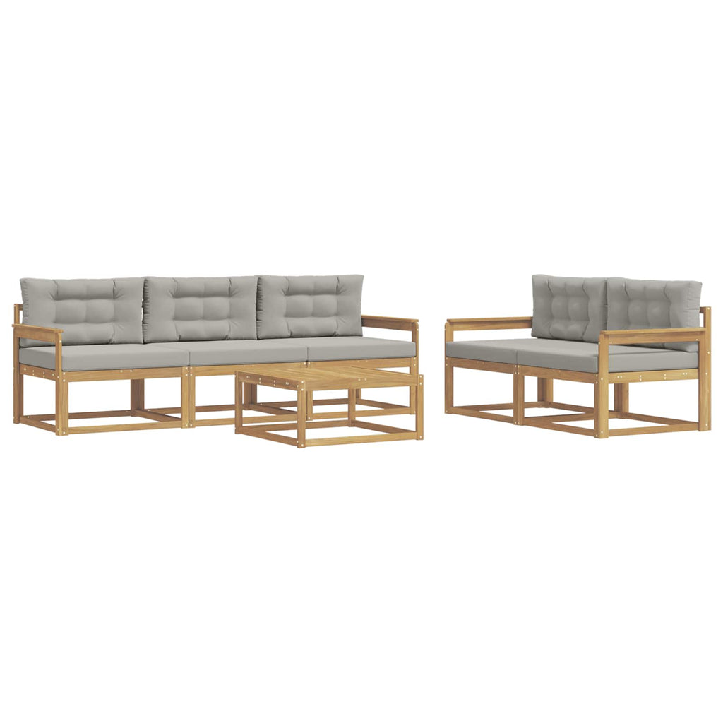 Outdoor-Sofagarnitur mit Kissen 6 pcs Weiß und Hellgrau