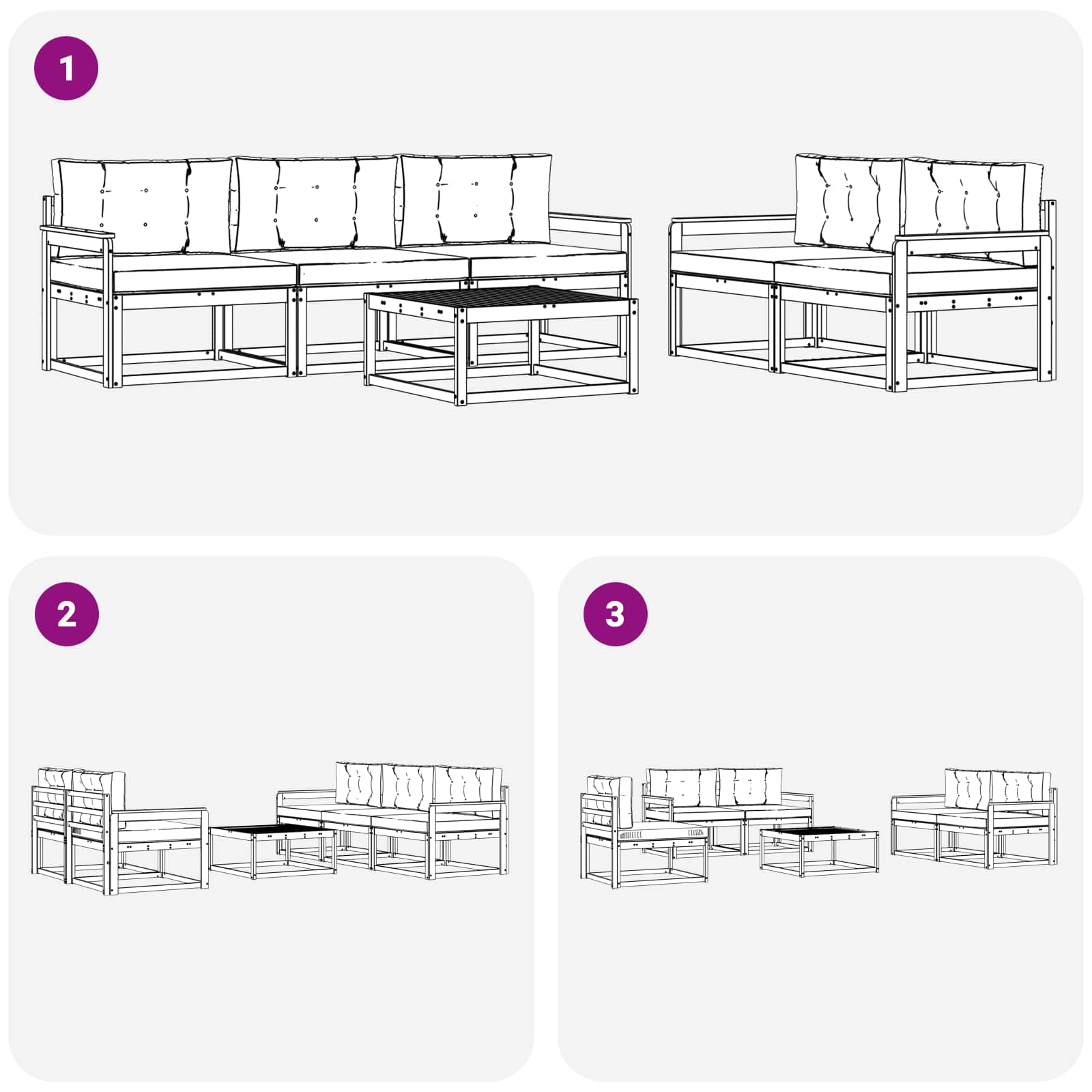 Outdoor-Sofagarnitur mit Kissen 6 pcs Weiß und Anthrazit
