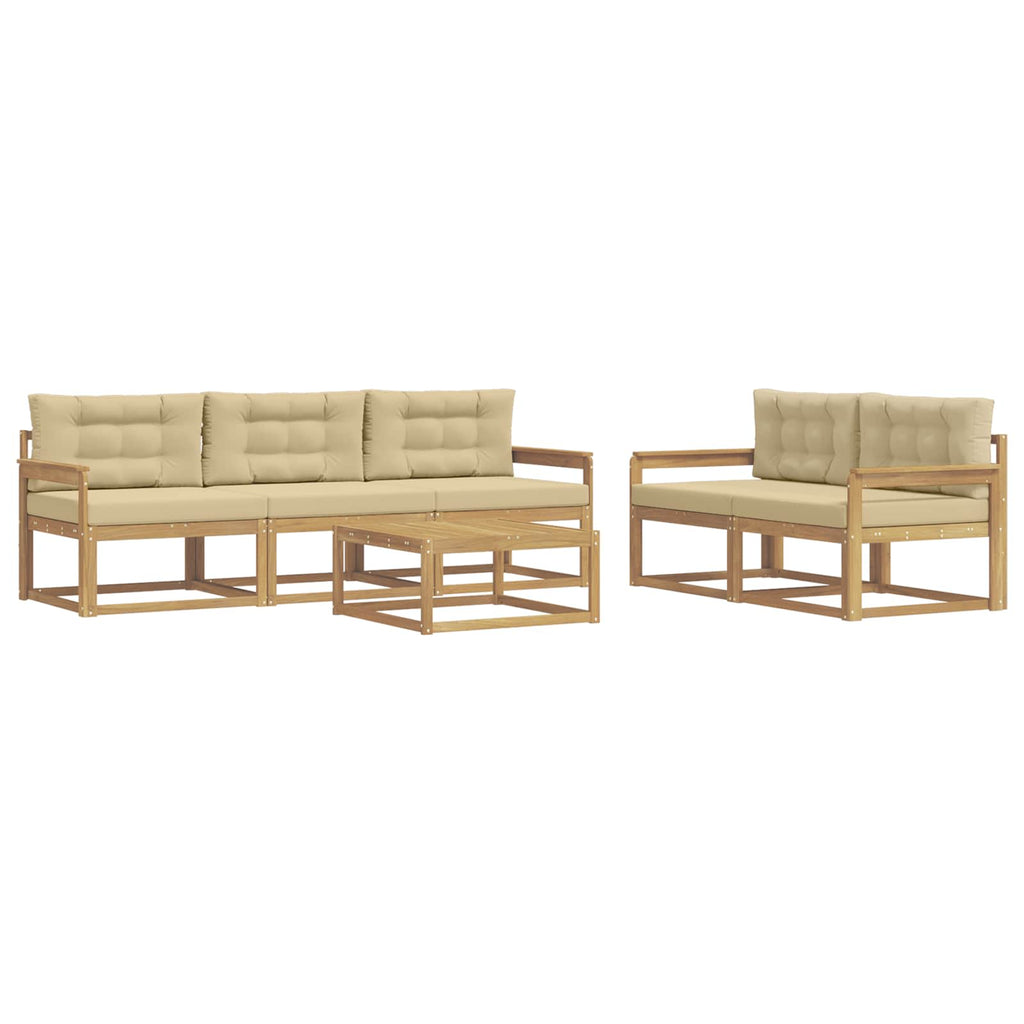 Outdoor-Sofagarnitur mit Kissen 6 pcs Weiß und Beige