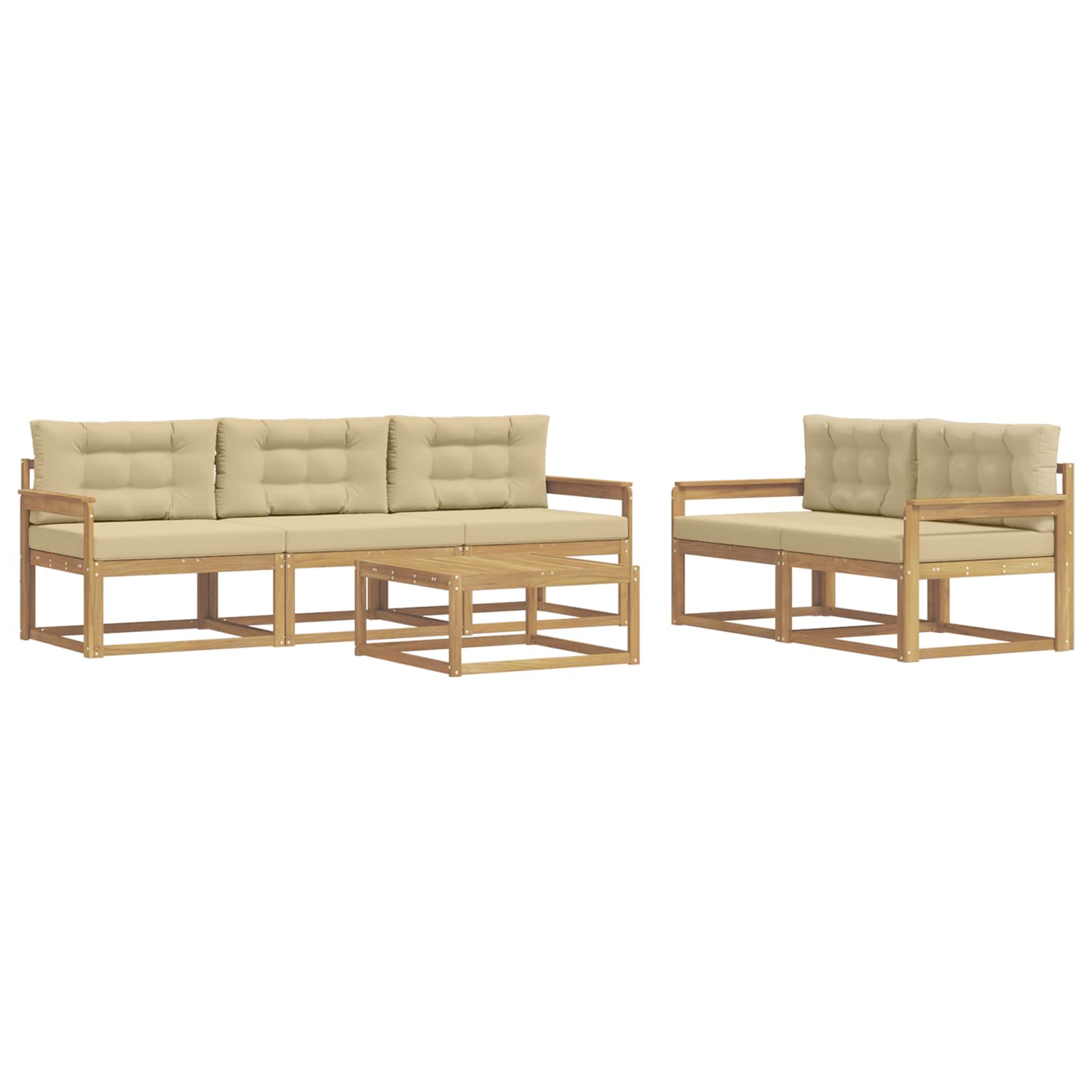 Outdoor-Sofagarnitur mit Kissen 6 pcs Weiß und Beige