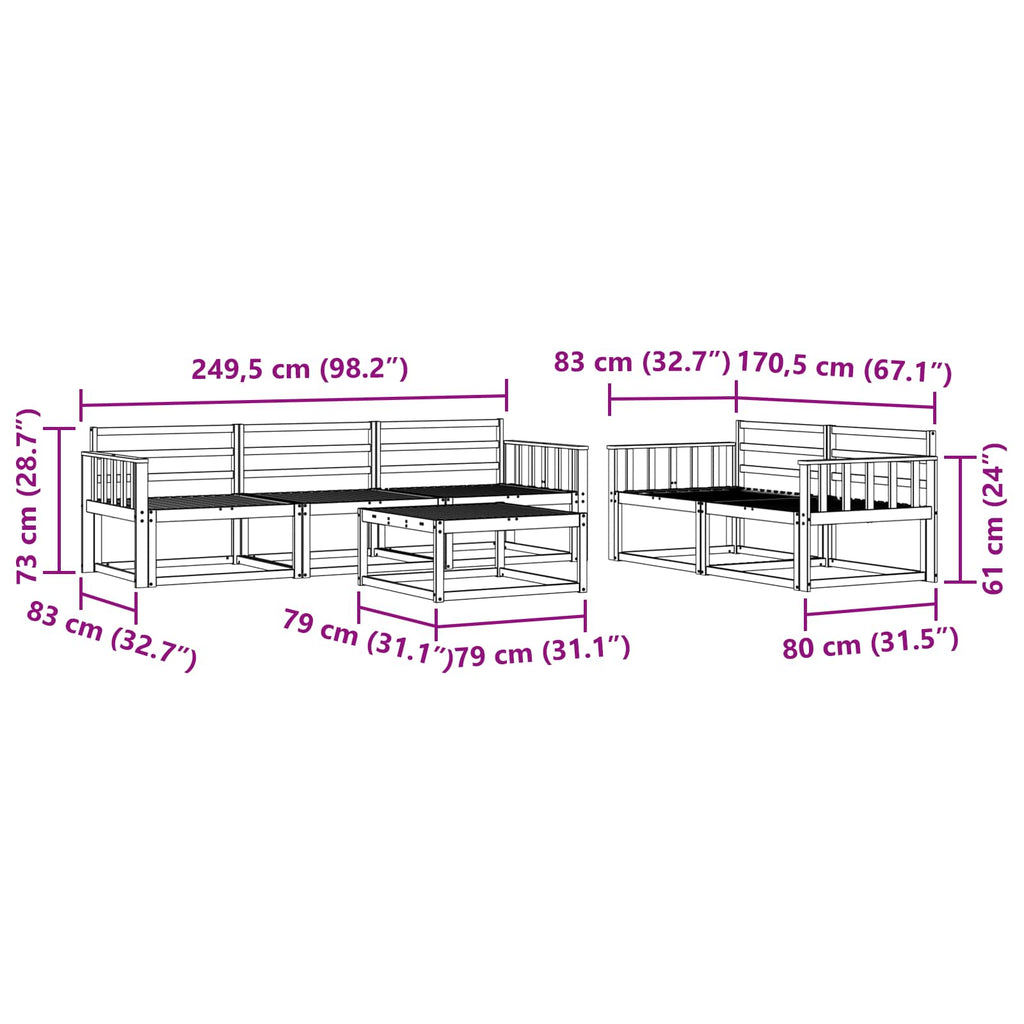 Outdoor-Sofagarnitur 6 pcs Weiß