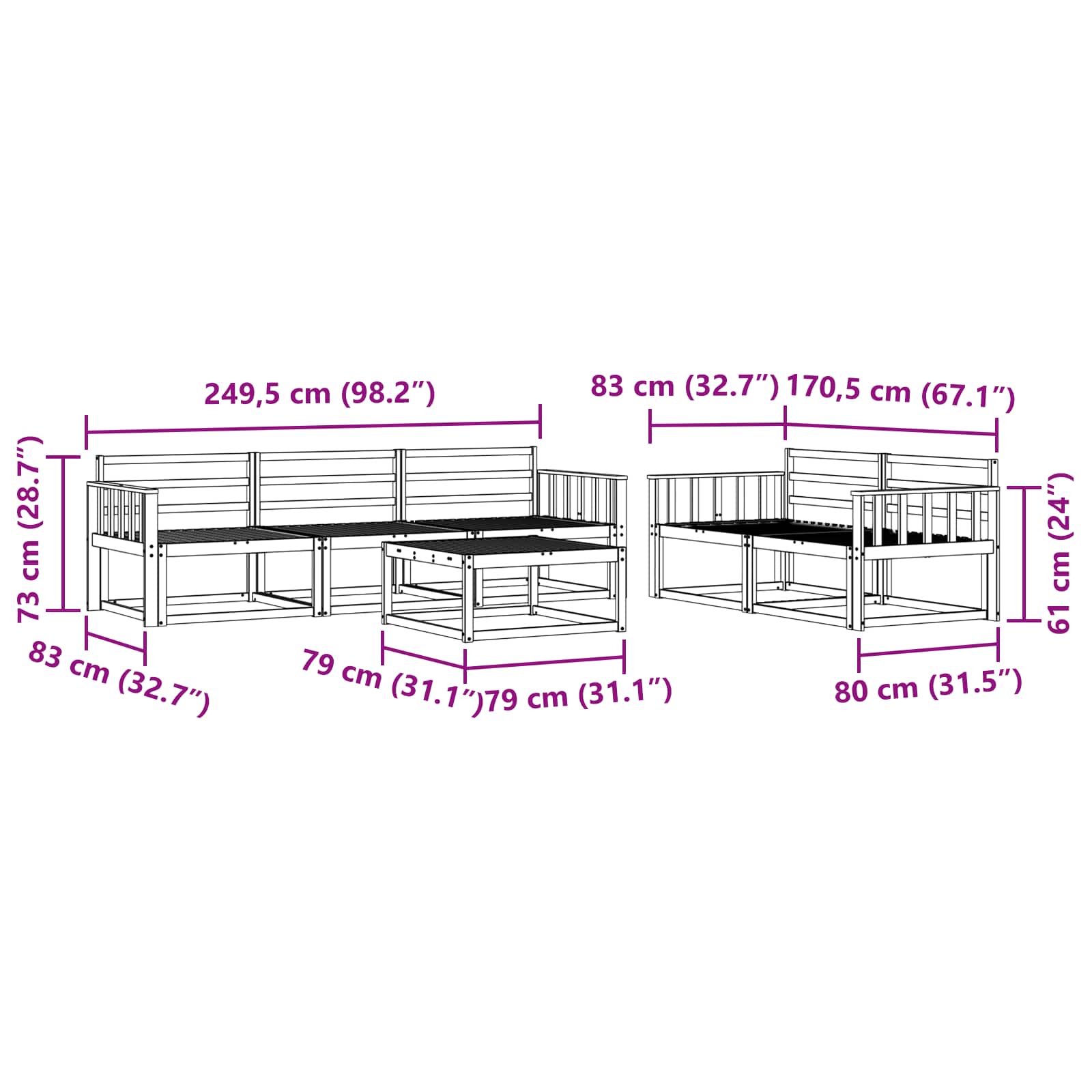 Outdoor-Sofagarnitur 6 pcs Weiß