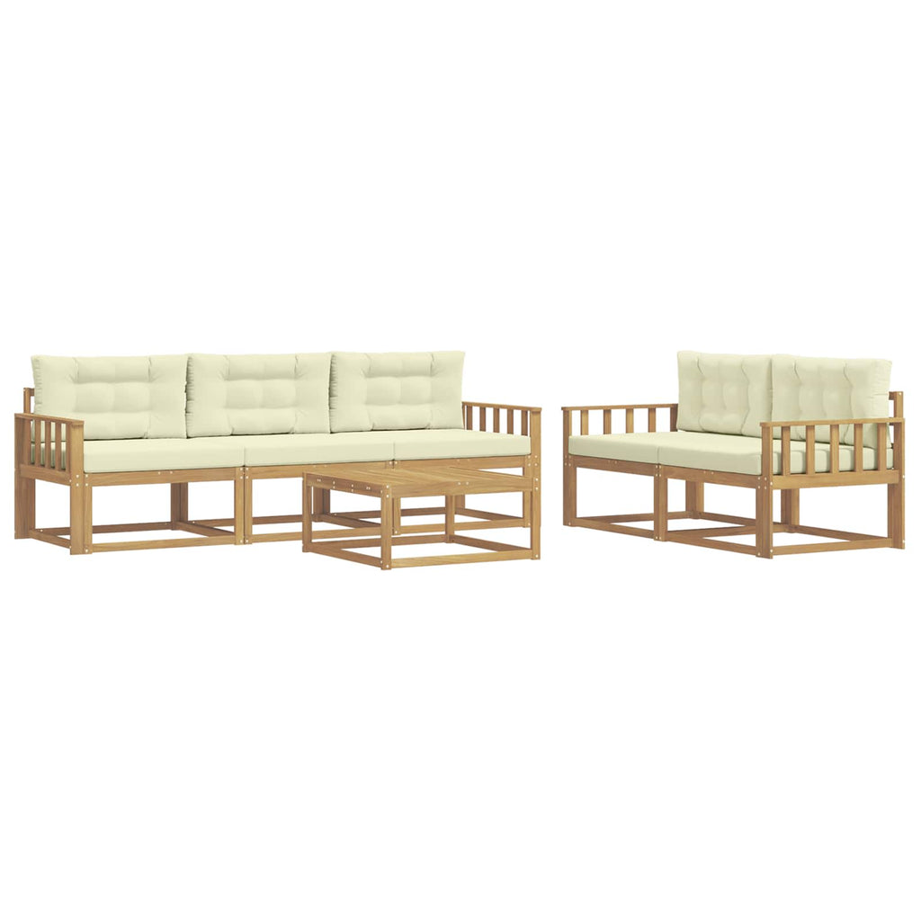 Outdoor-Sofagarnitur mit Kissen 6 pcs Weiß und Creme