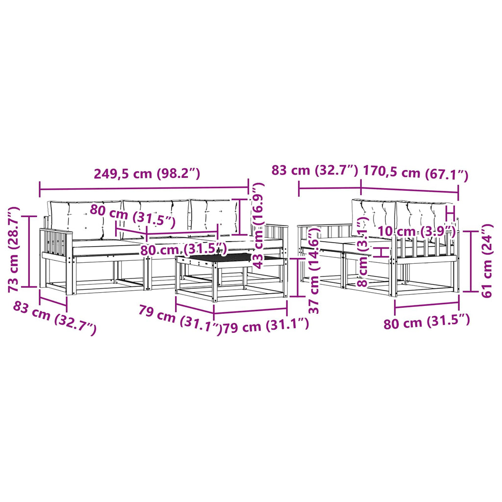 Outdoor-Sofagarnitur mit Kissen 6 pcs Weiß und Creme