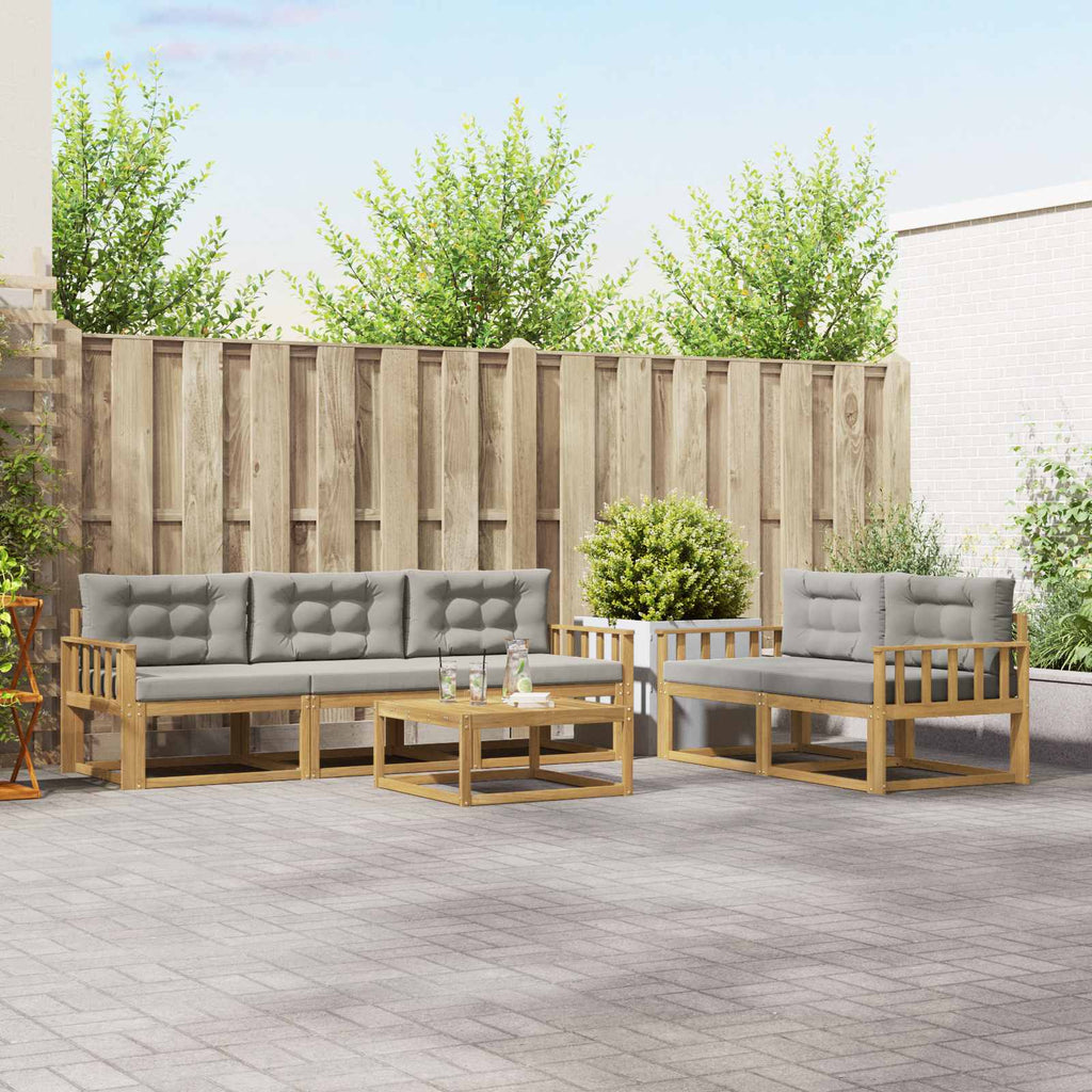 Outdoor-Sofagarnitur mit Kissen 6 pcs Weiß und Hellgrau