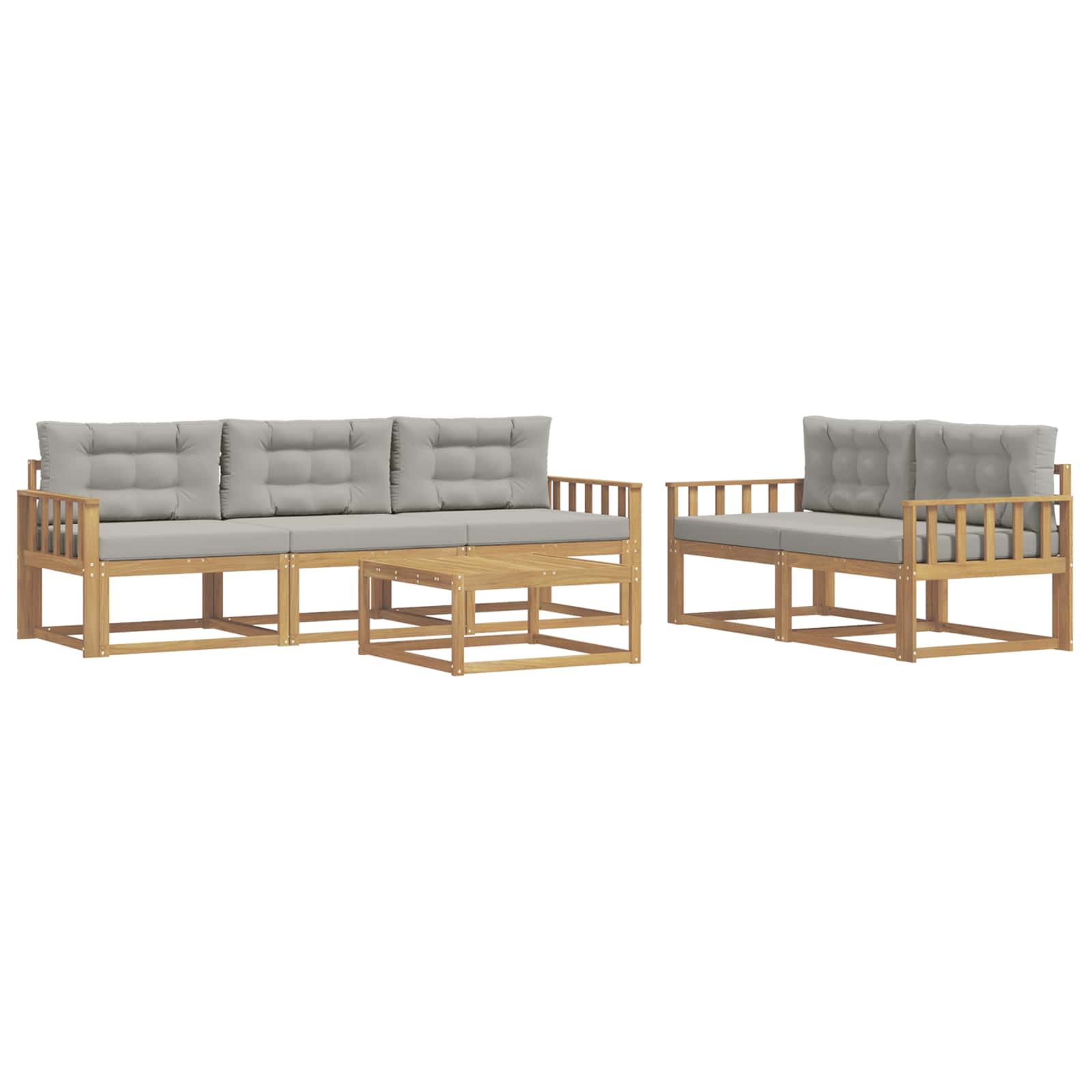 Outdoor-Sofagarnitur mit Kissen 6 pcs Weiß und Hellgrau