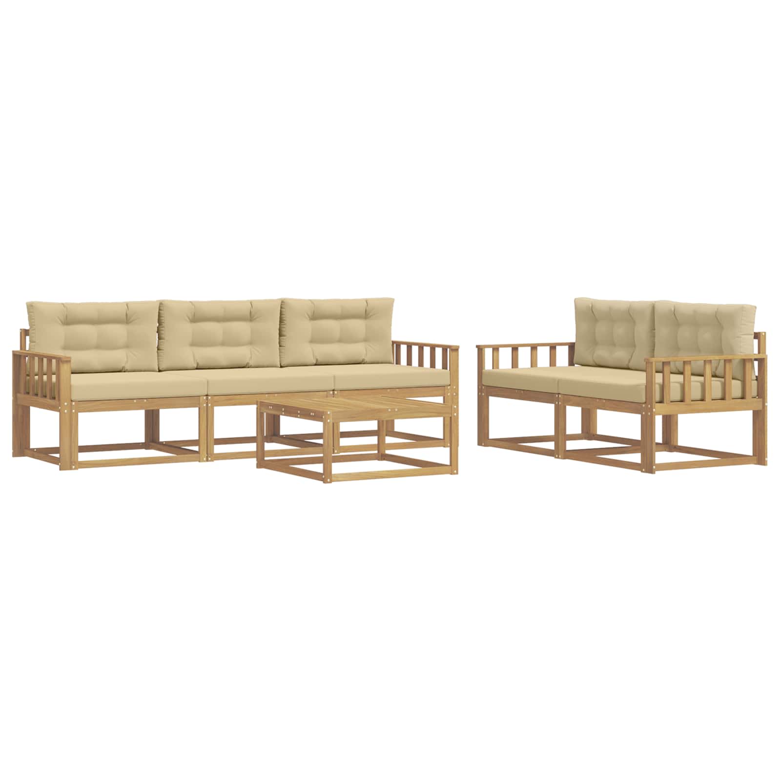 Outdoor-Sofagarnitur mit Kissen 6 pcs Weiß und Beige