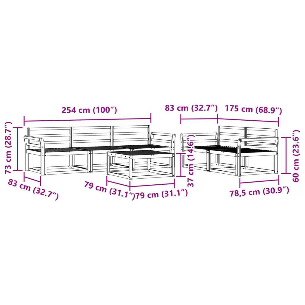 Outdoor-Sofagarnitur 6 pcs Weiß
