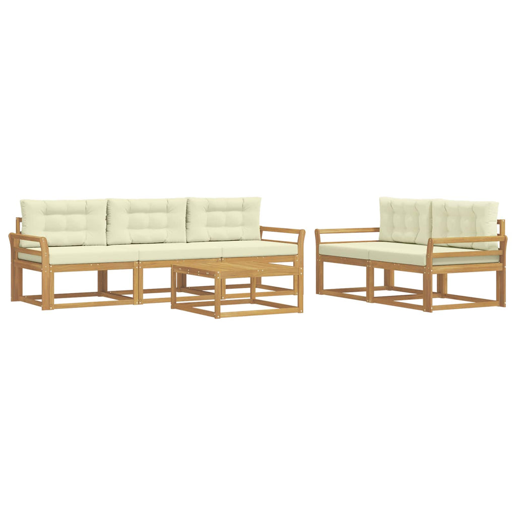 Outdoor-Sofagarnitur mit Kissen 6 pcs Weiß und Creme